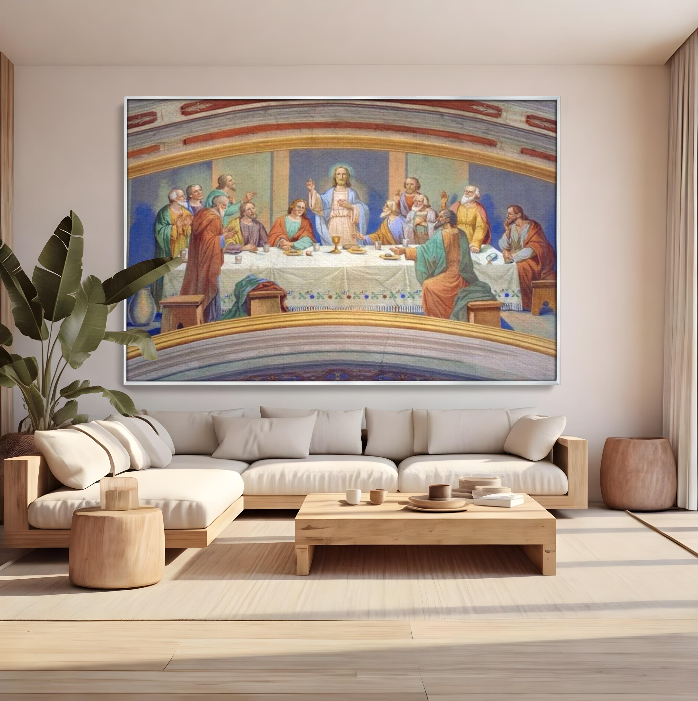 Tablou Canvas Premium LuxCanva® H1006, Cina Cea de Taina , Cina, Taina, Arta, Credinta, Capodopera, Sacralitate, Lumina, Armonie, Apostoli, Living