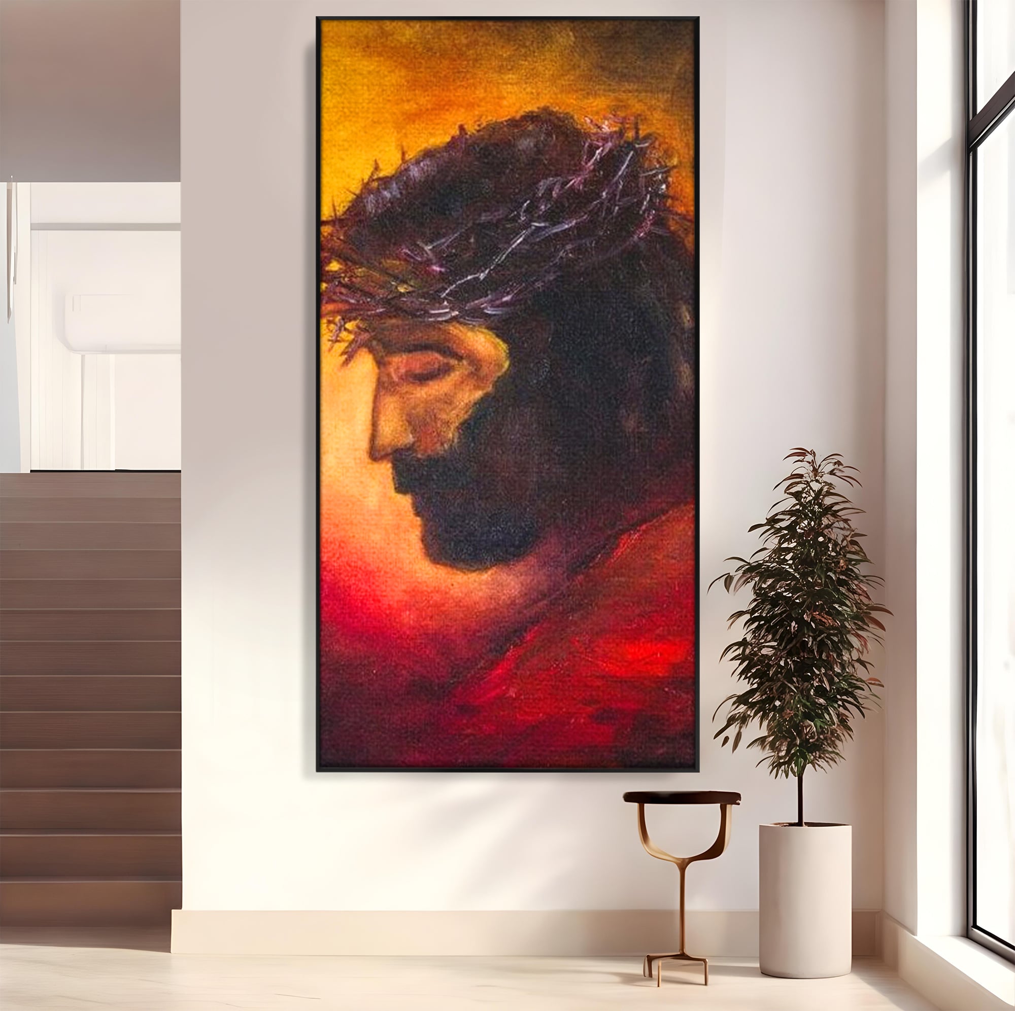 Tablou Canvas Premium LuxCanva® H1008, Purtatorul Pacatelor Lumii , Sacrificiu, Pacate, Lume, Suferinta, Iubire, Mantuire, Coroana, Lumina, Living