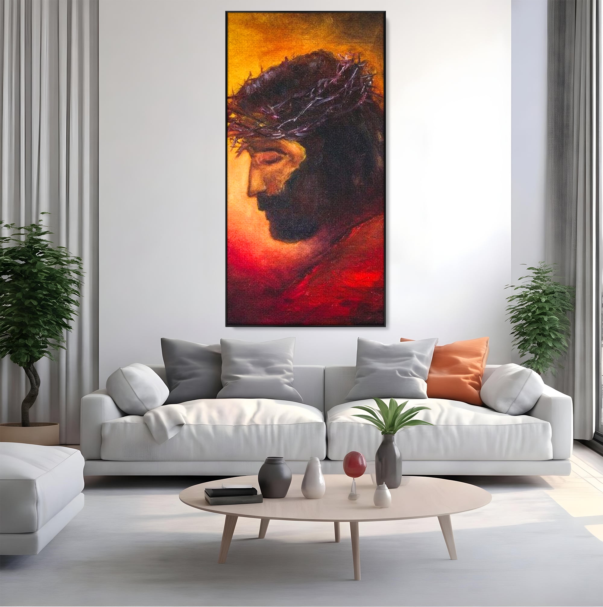 Tablou Canvas Premium LuxCanva® H1008, Purtatorul Pacatelor Lumii , Sacrificiu, Pacate, Lume, Suferinta, Iubire, Mantuire, Coroana, Lumina, Living