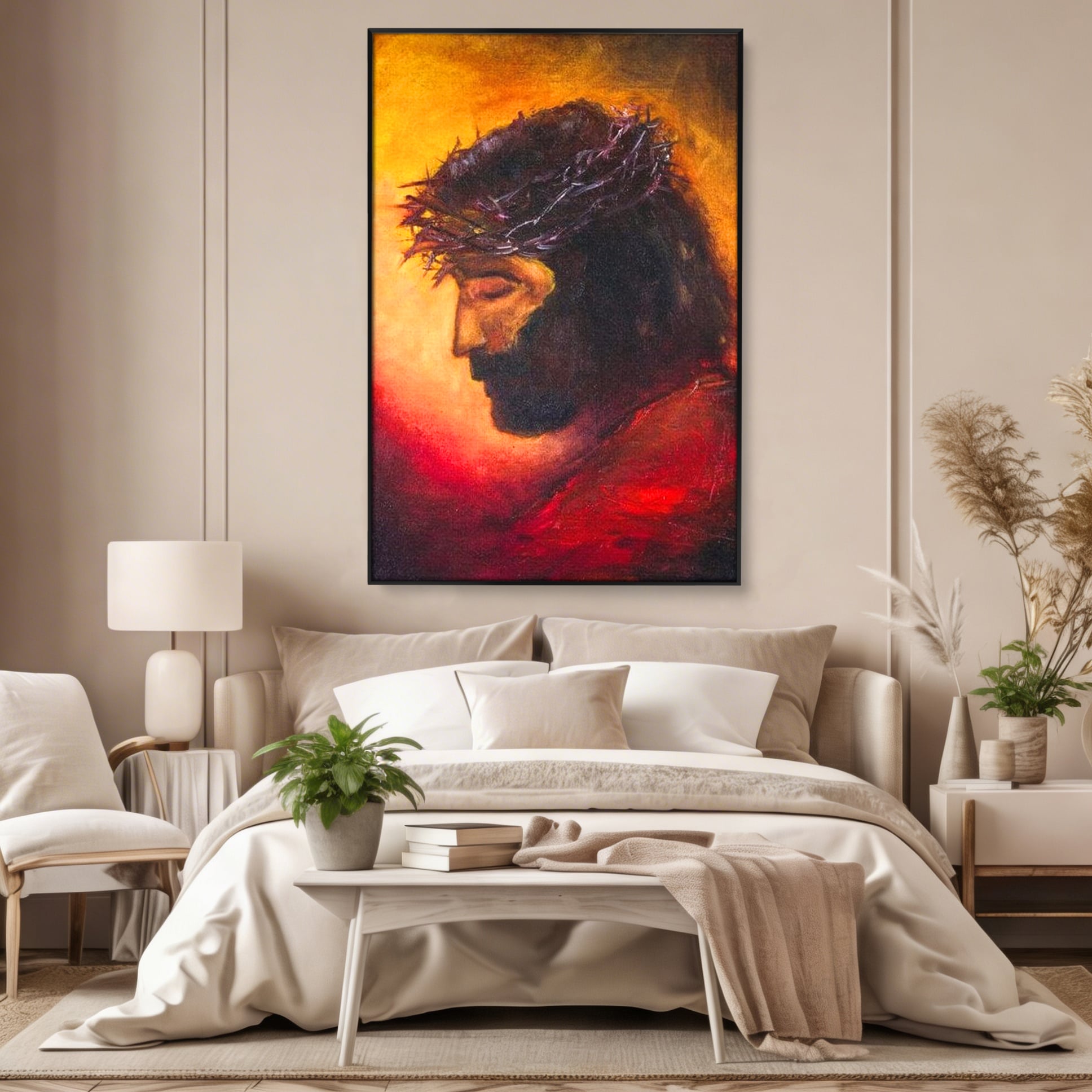 Tablou Canvas Premium LuxCanva® H1008, Purtatorul Pacatelor Lumii , Sacrificiu, Pacate, Lume, Suferinta, Iubire, Mantuire, Coroana, Lumina, Living