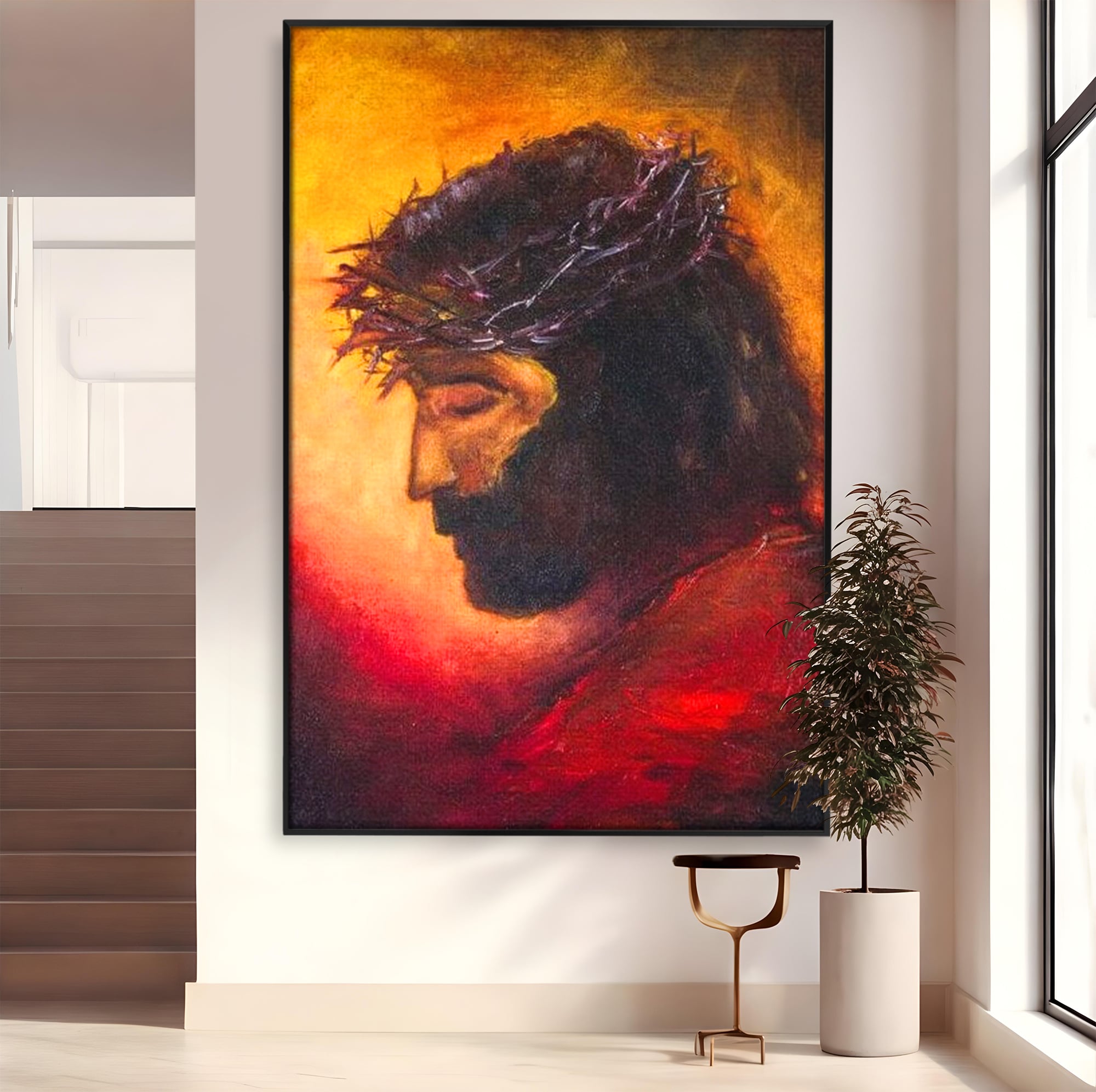 Tablou Canvas Premium LuxCanva® H1008, Purtatorul Pacatelor Lumii , Sacrificiu, Pacate, Lume, Suferinta, Iubire, Mantuire, Coroana, Lumina, Living