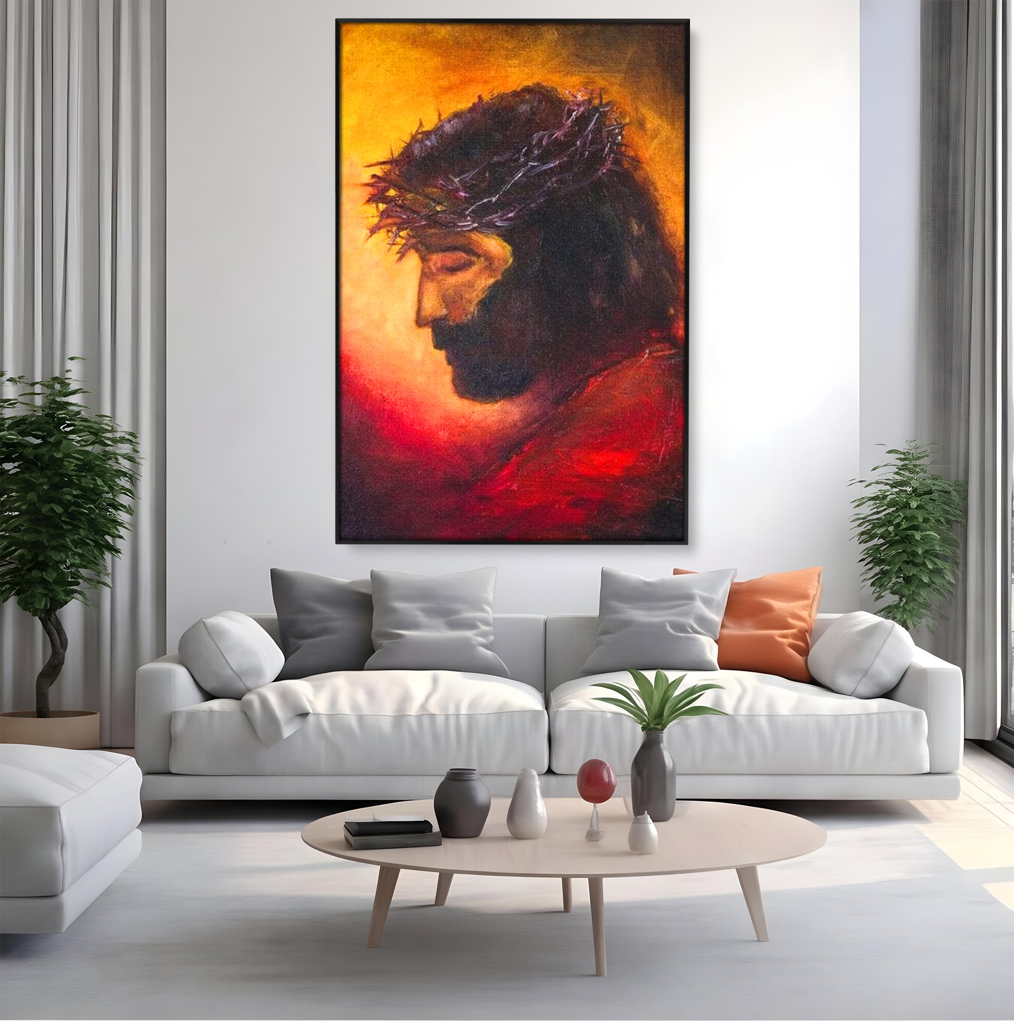 Tablou Canvas Premium LuxCanva® H1008, Purtatorul Pacatelor Lumii , Sacrificiu, Pacate, Lume, Suferinta, Iubire, Mantuire, Coroana, Lumina, Living