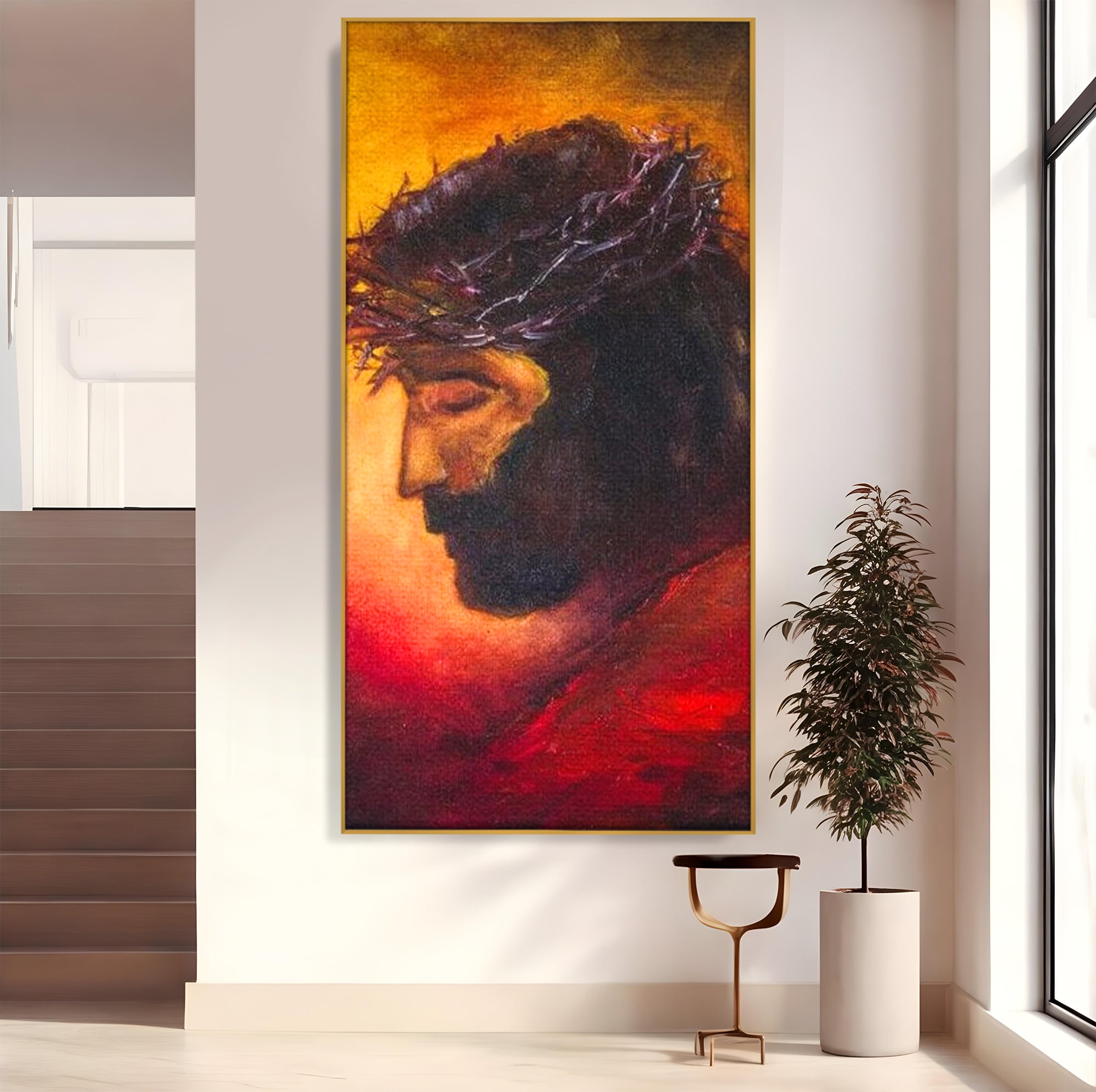 Tablou Canvas Premium LuxCanva® H1008, Purtatorul Pacatelor Lumii , Sacrificiu, Pacate, Lume, Suferinta, Iubire, Mantuire, Coroana, Lumina, Living