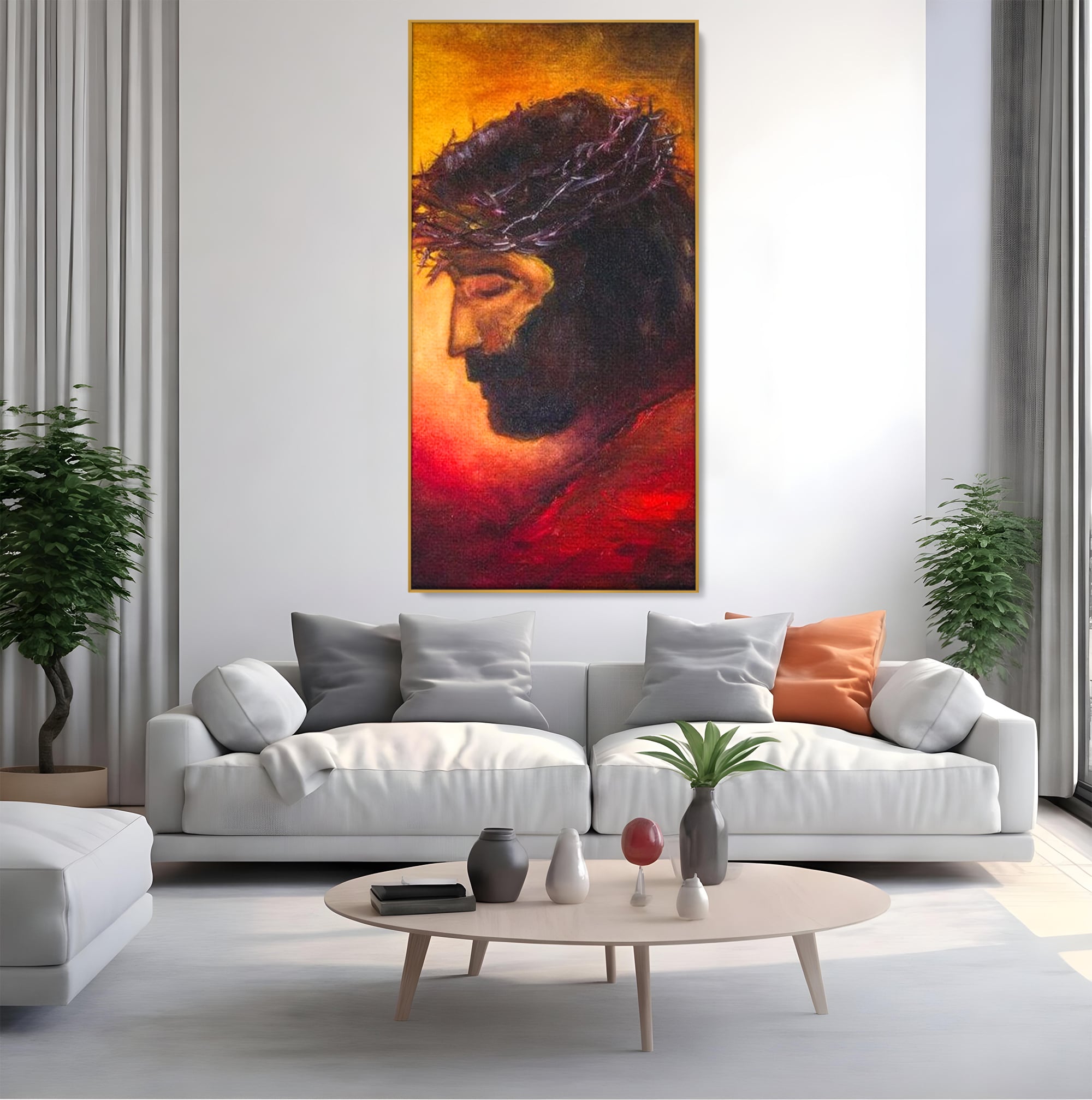 Tablou Canvas Premium LuxCanva® H1008, Purtatorul Pacatelor Lumii , Sacrificiu, Pacate, Lume, Suferinta, Iubire, Mantuire, Coroana, Lumina, Living