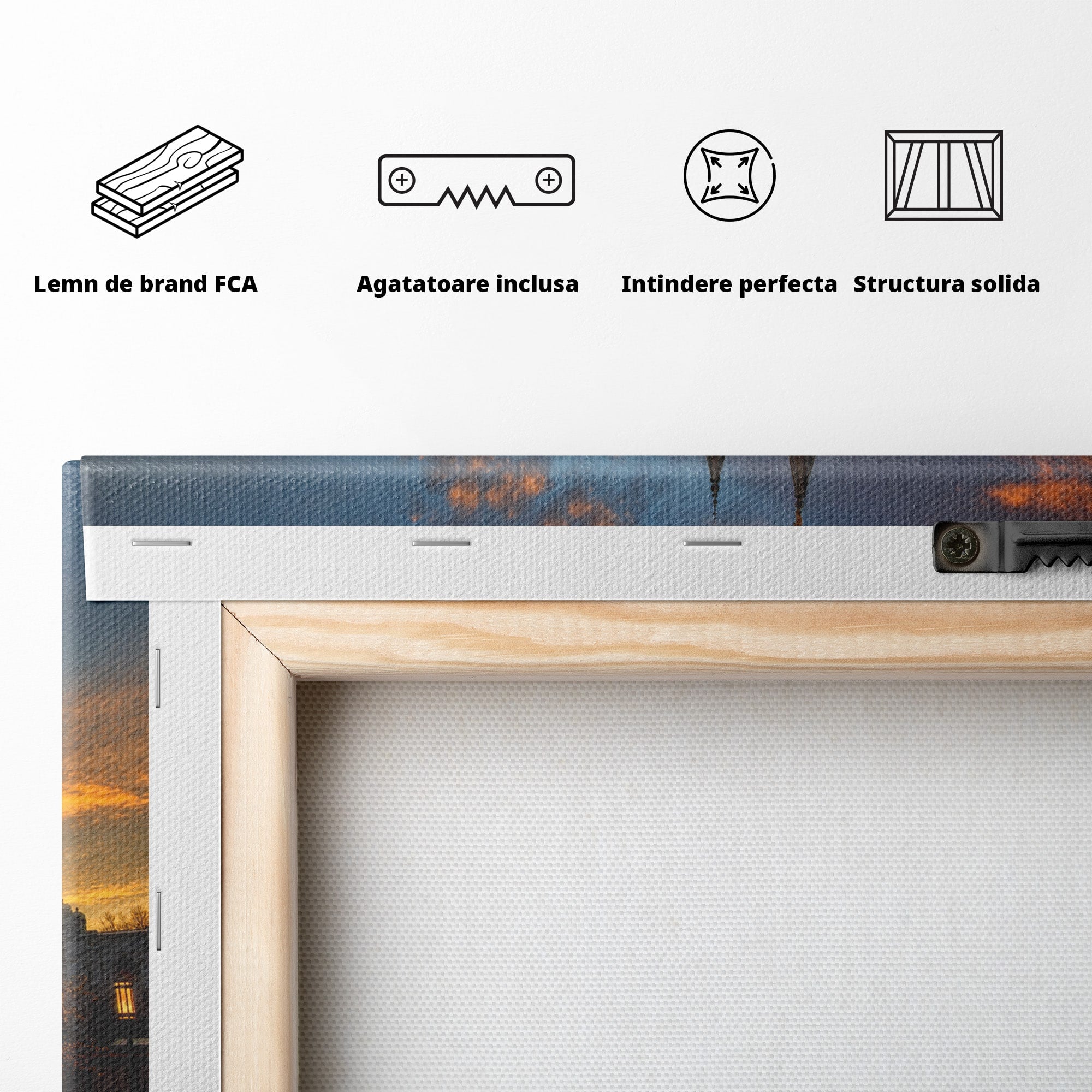 Tablou Canvas Premium LuxCanva® H1010, Catedrala La Apus, Catedrala, Apus, Arhitectura, Oras, Living, Culori Vibrante