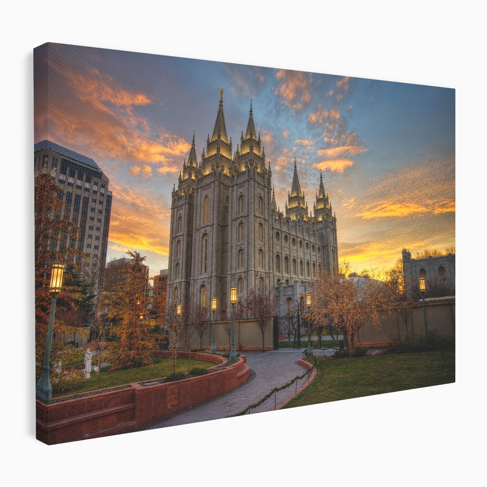 Tablou Canvas Premium LuxCanva® H1010, Catedrala La Apus, Catedrala, Apus, Arhitectura, Oras, Living, Culori Vibrante