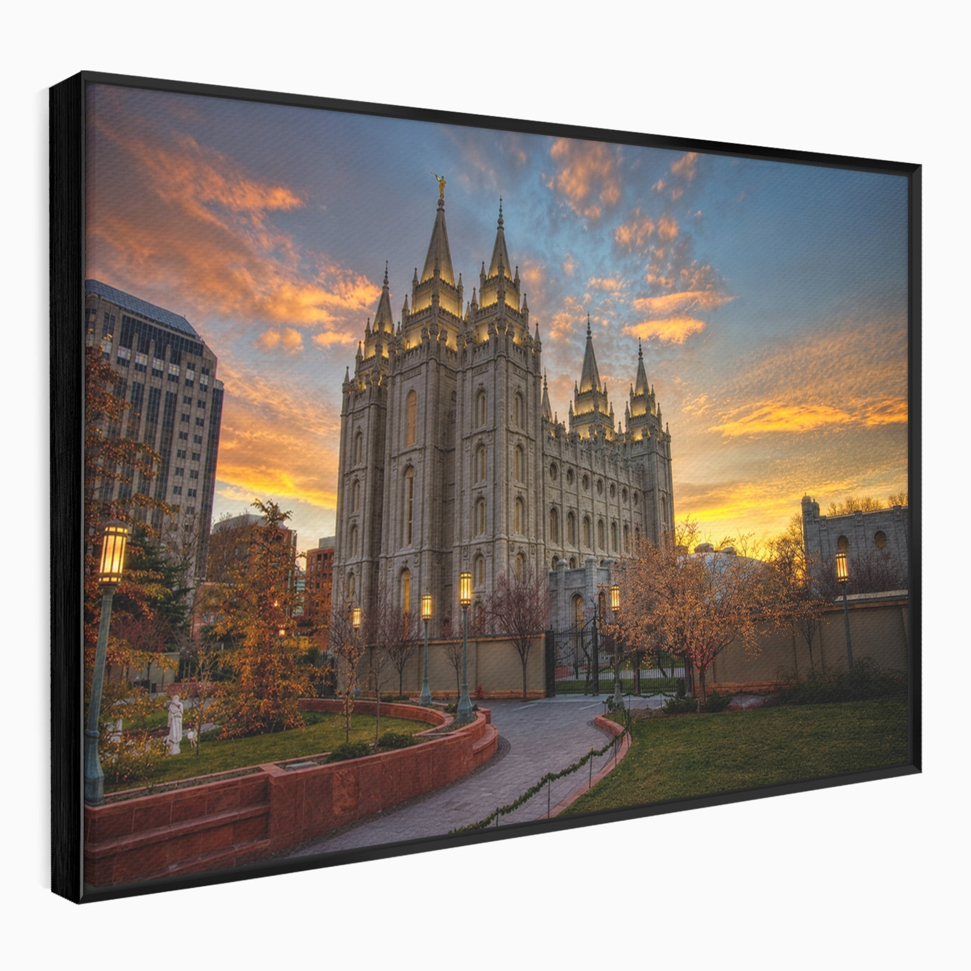 Tablou Canvas Premium LuxCanva® H1010, Catedrala La Apus, Catedrala, Apus, Arhitectura, Oras, Living, Culori Vibrante