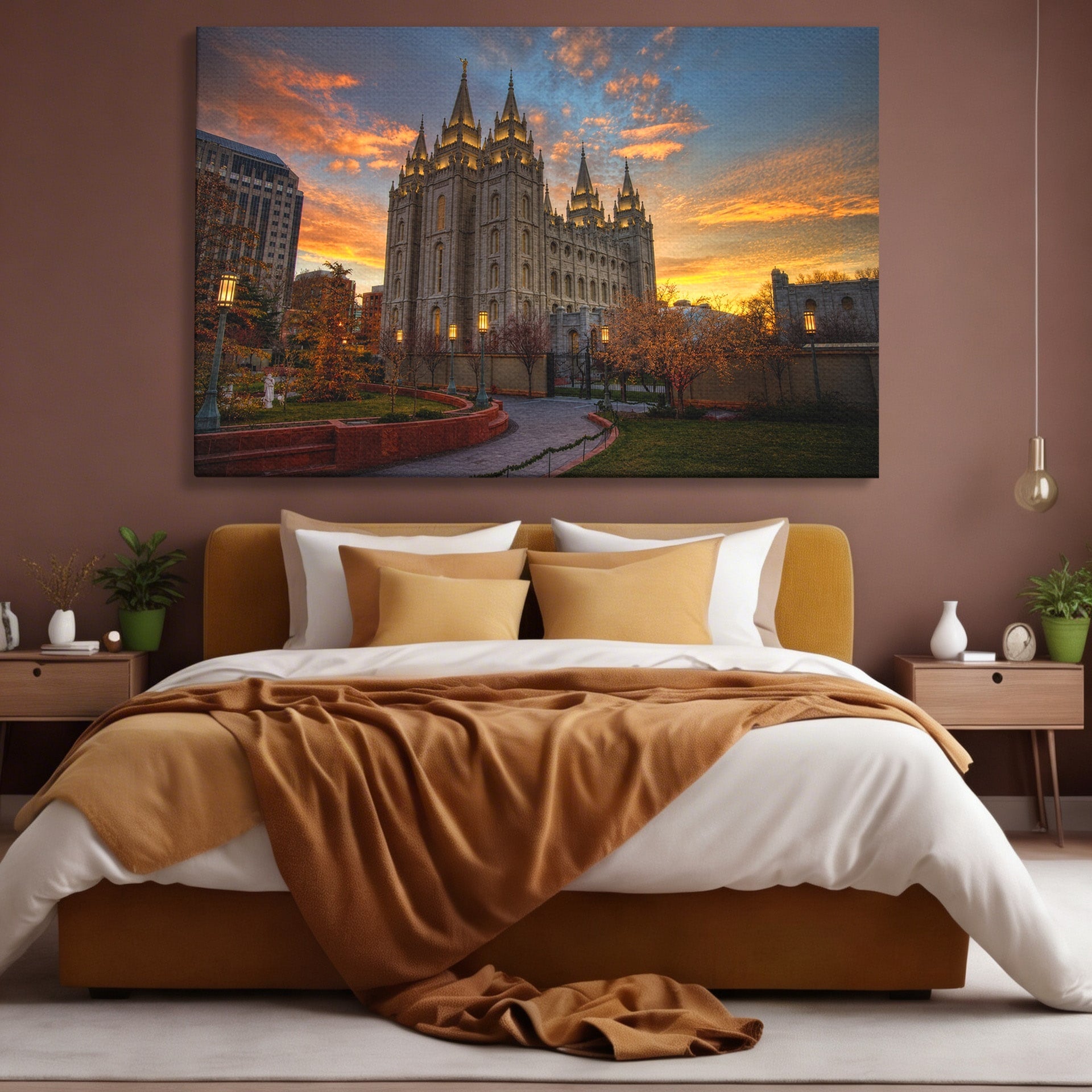 Tablou Canvas Premium LuxCanva® H1010, Catedrala La Apus, Catedrala, Apus, Arhitectura, Oras, Living, Culori Vibrante