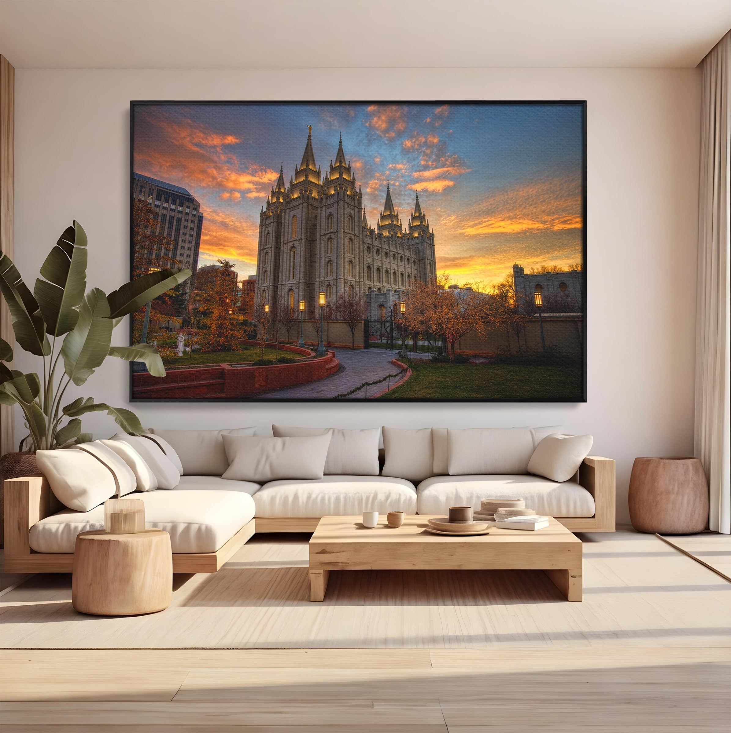 Tablou Canvas Premium LuxCanva® H1010, Catedrala La Apus, Catedrala, Apus, Arhitectura, Oras, Living, Culori Vibrante