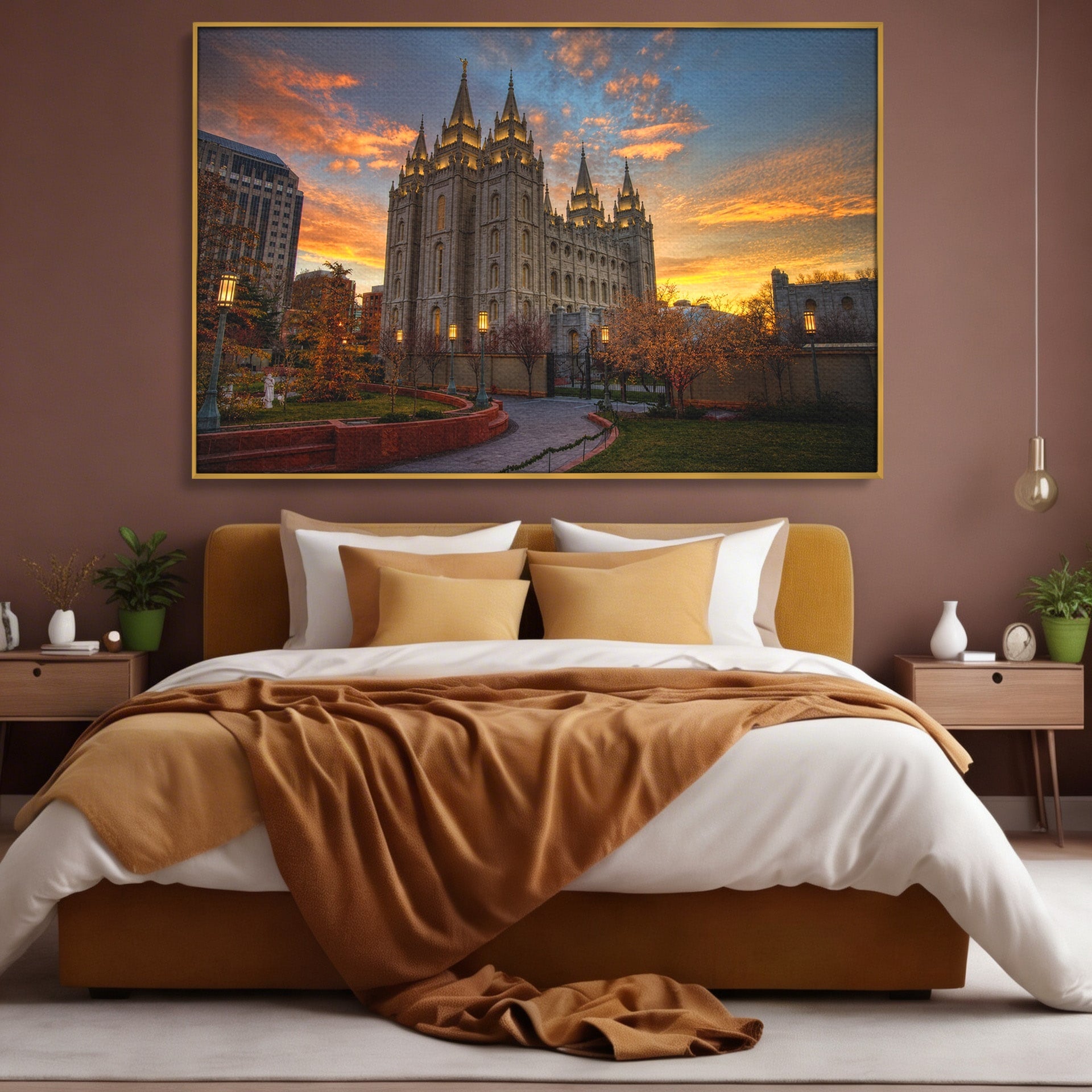 Tablou Canvas Premium LuxCanva® H1010, Catedrala La Apus, Catedrala, Apus, Arhitectura, Oras, Living, Culori Vibrante