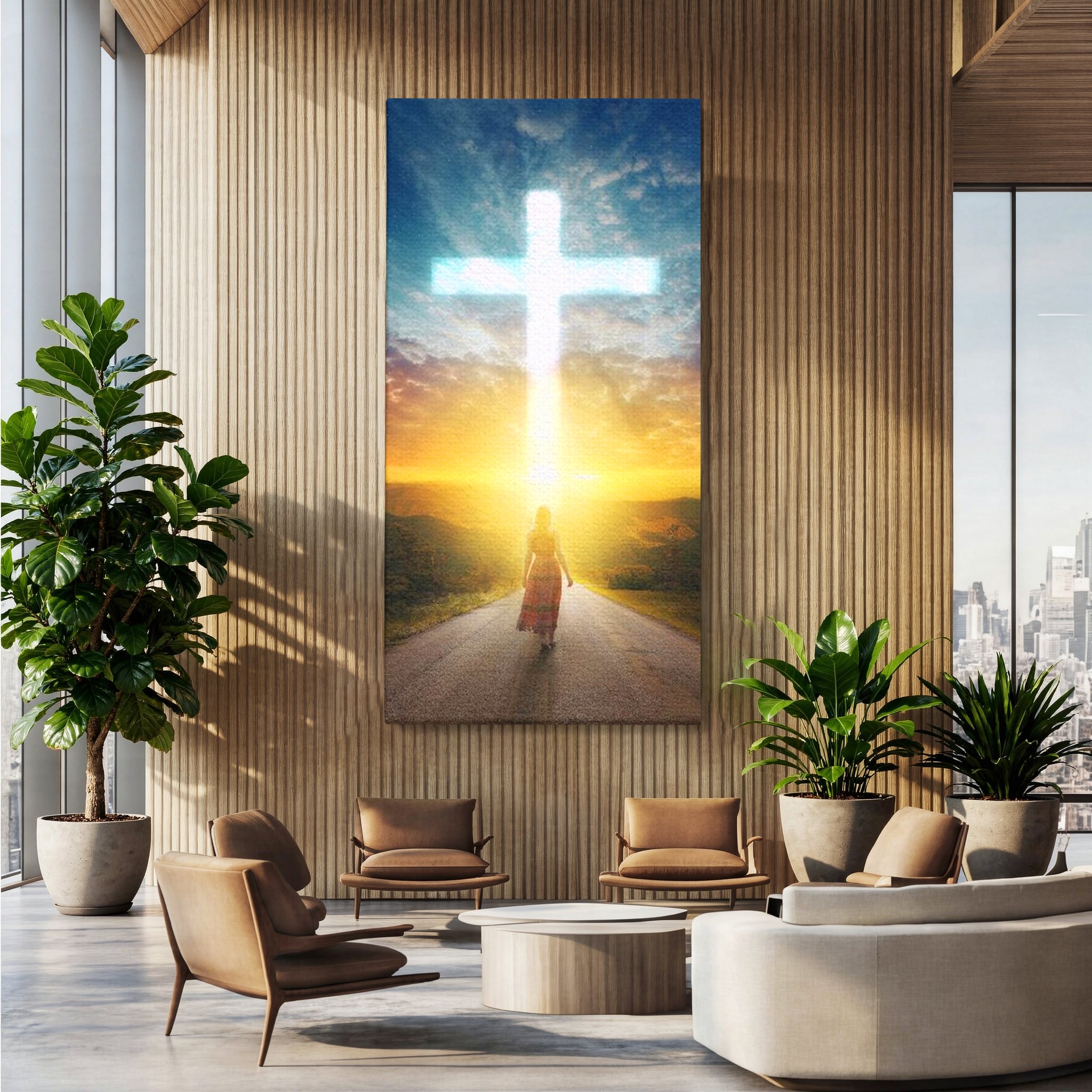 Tablou Canvas Premium LuxCanva® H1012, Drumul catre Lumina , Speranta, Drum, Lumina, Cruce, Pasi, Intalnire, Salvare, Pace, Vesnicie, Living, Dormitor