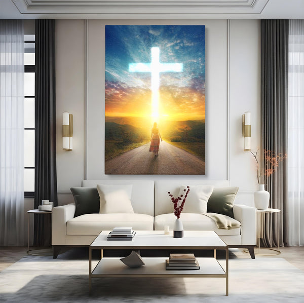 Tablou Canvas Premium LuxCanva® H1012, Drumul catre Lumina , Speranta, Drum, Lumina, Cruce, Pasi, Intalnire, Salvare, Pace, Vesnicie, Living, Dormitor