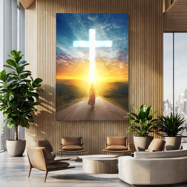Tablou Canvas Premium LuxCanva® H1012, Drumul catre Lumina , Speranta, Drum, Lumina, Cruce, Pasi, Intalnire, Salvare, Pace, Vesnicie, Living, Dormitor
