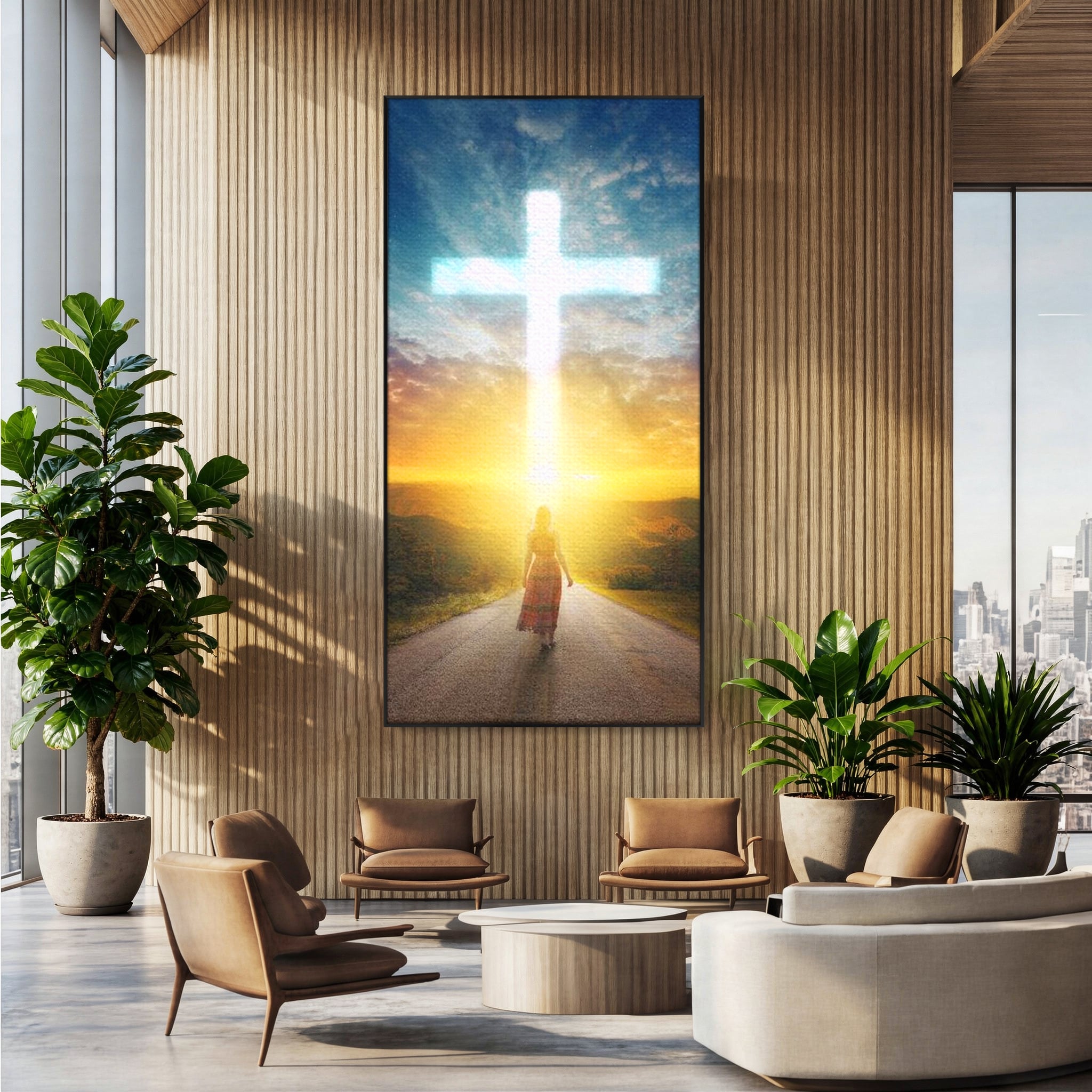 Tablou Canvas Premium LuxCanva® H1012, Drumul catre Lumina , Speranta, Drum, Lumina, Cruce, Pasi, Intalnire, Salvare, Pace, Vesnicie, Living, Dormitor