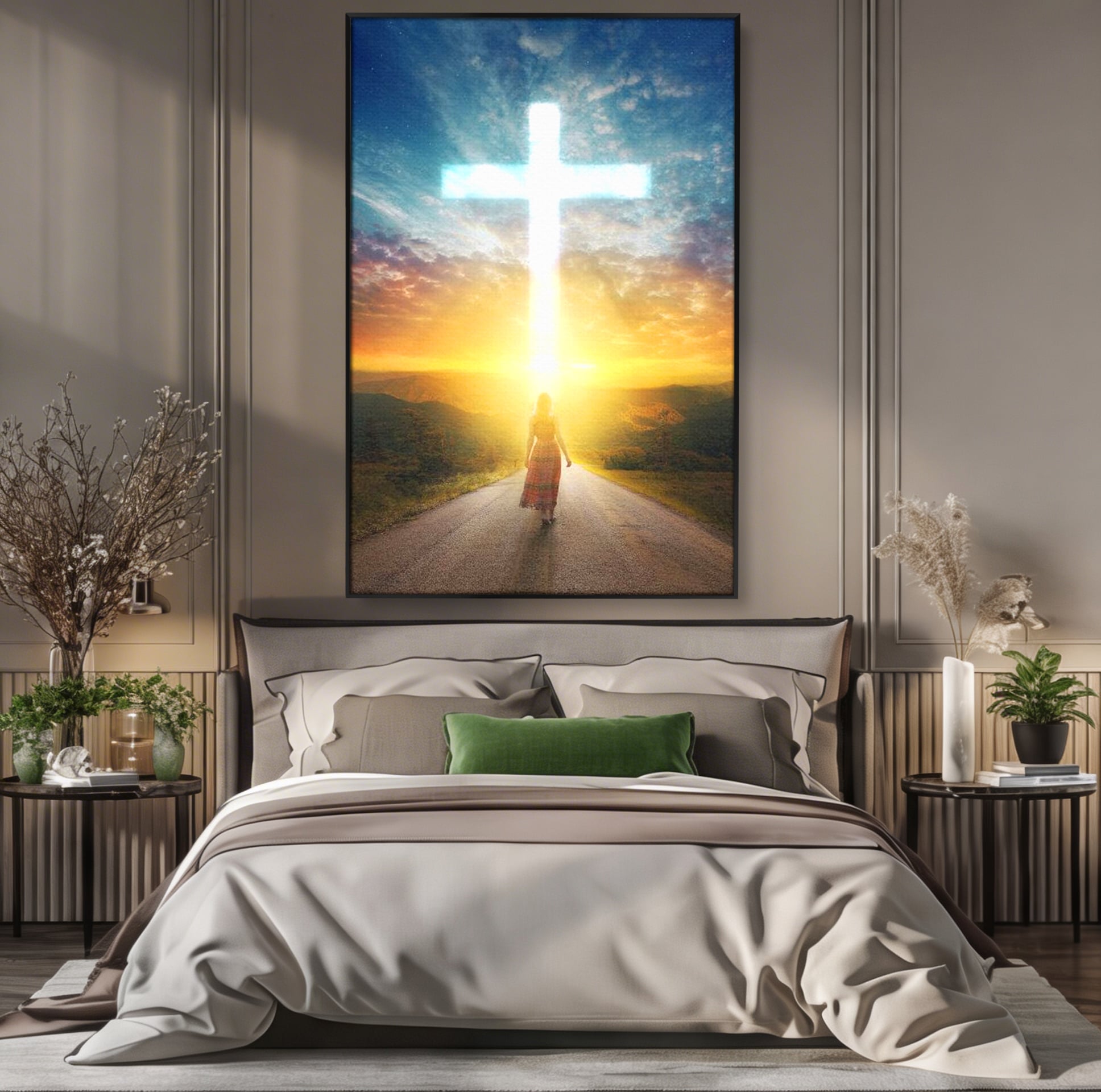 Tablou Canvas Premium LuxCanva® H1012, Drumul catre Lumina , Speranta, Drum, Lumina, Cruce, Pasi, Intalnire, Salvare, Pace, Vesnicie, Living, Dormitor