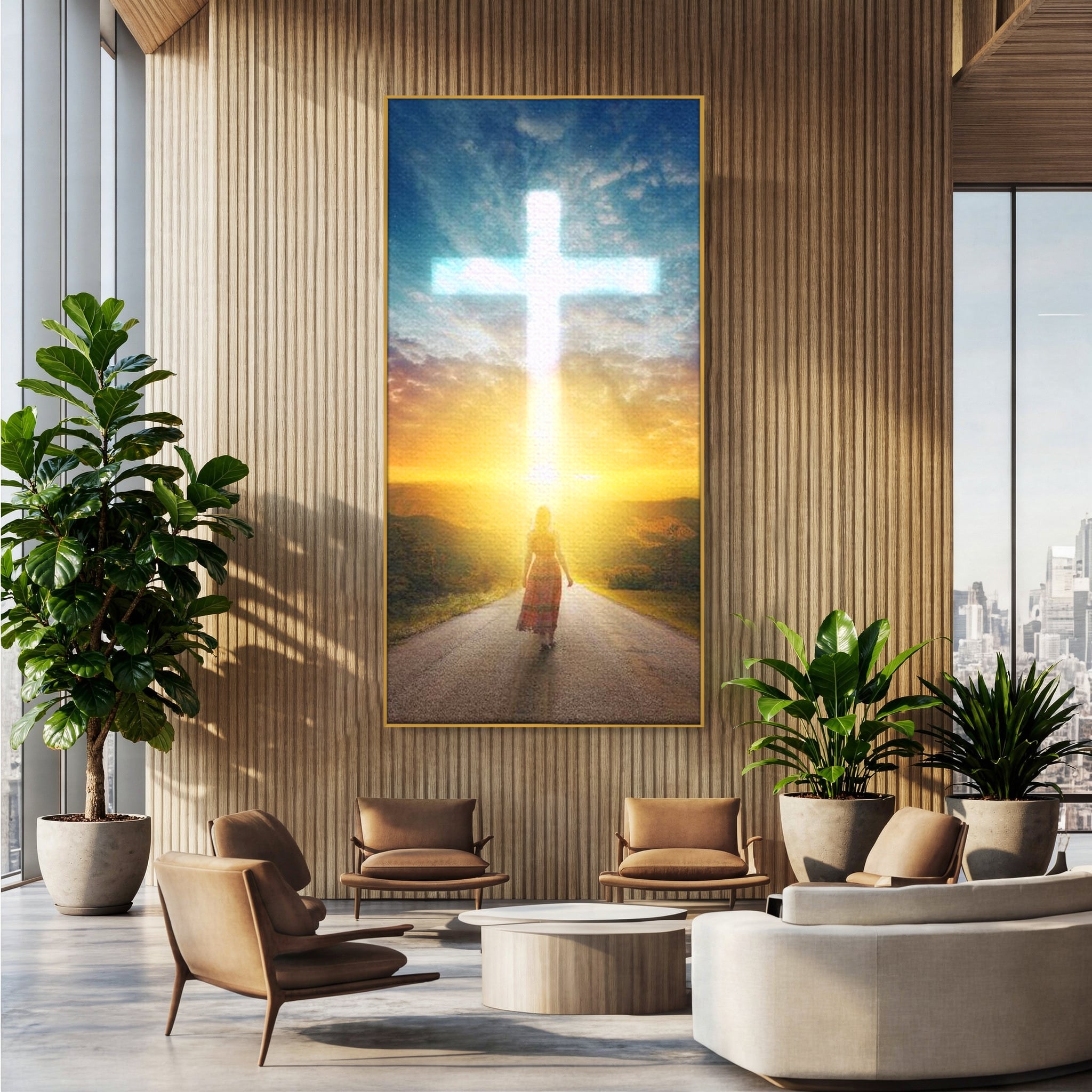 Tablou Canvas Premium LuxCanva® H1012, Drumul catre Lumina , Speranta, Drum, Lumina, Cruce, Pasi, Intalnire, Salvare, Pace, Vesnicie, Living, Dormitor