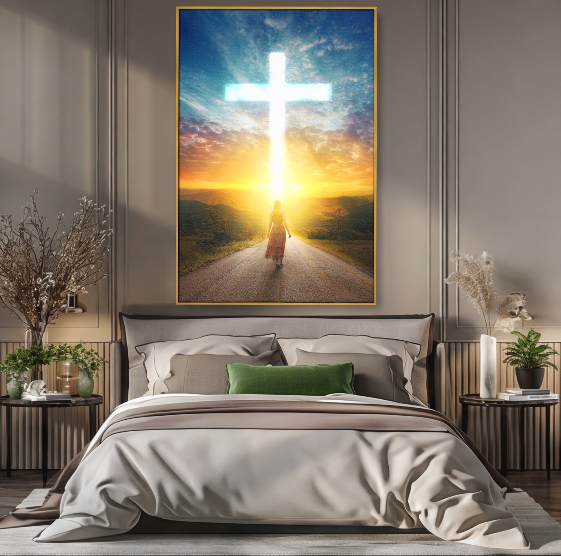 Tablou Canvas Premium LuxCanva® H1012, Drumul catre Lumina , Speranta, Drum, Lumina, Cruce, Pasi, Intalnire, Salvare, Pace, Vesnicie, Living, Dormitor
