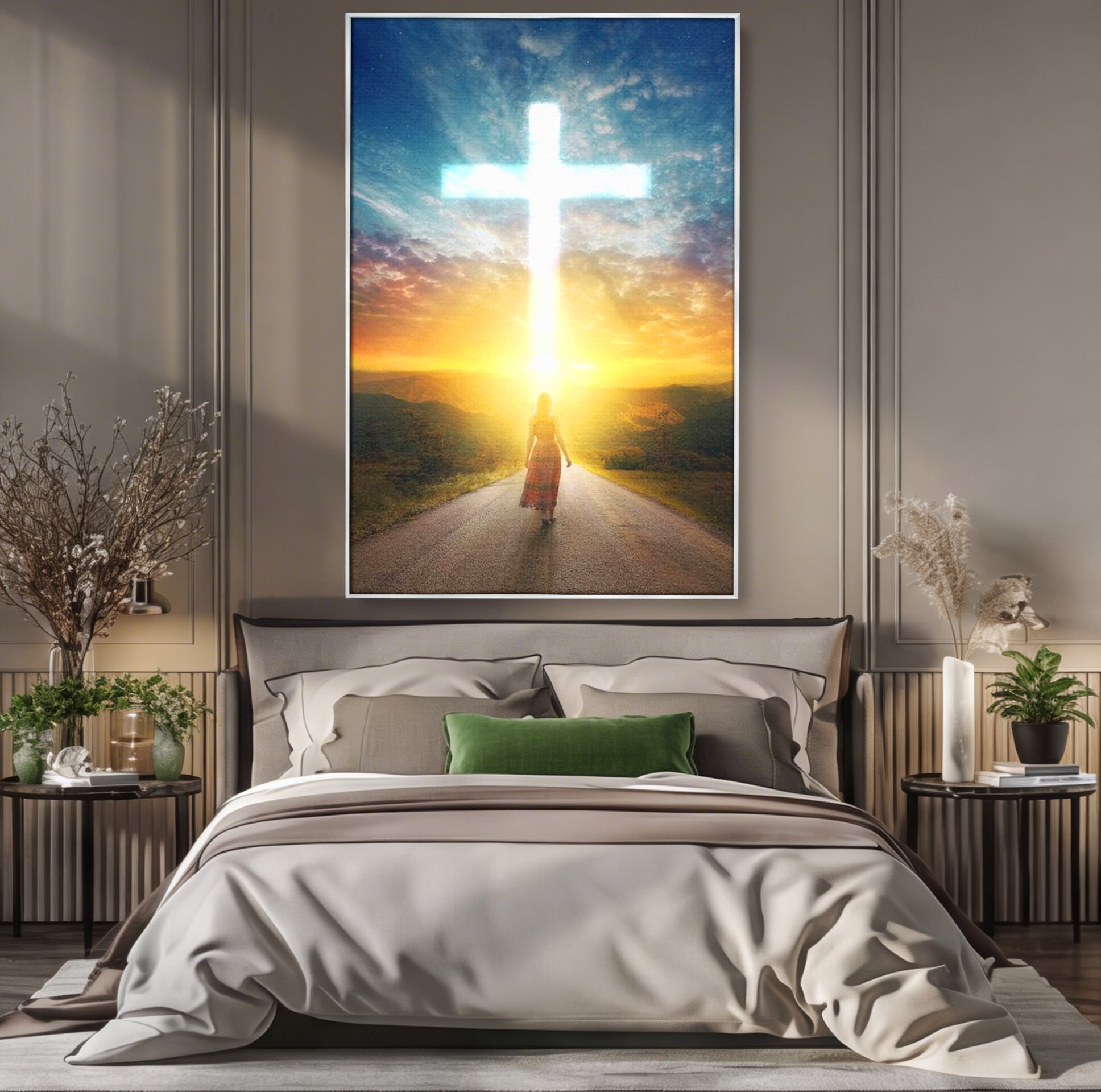 Tablou Canvas Premium LuxCanva® H1012, Drumul catre Lumina , Speranta, Drum, Lumina, Cruce, Pasi, Intalnire, Salvare, Pace, Vesnicie, Living, Dormitor