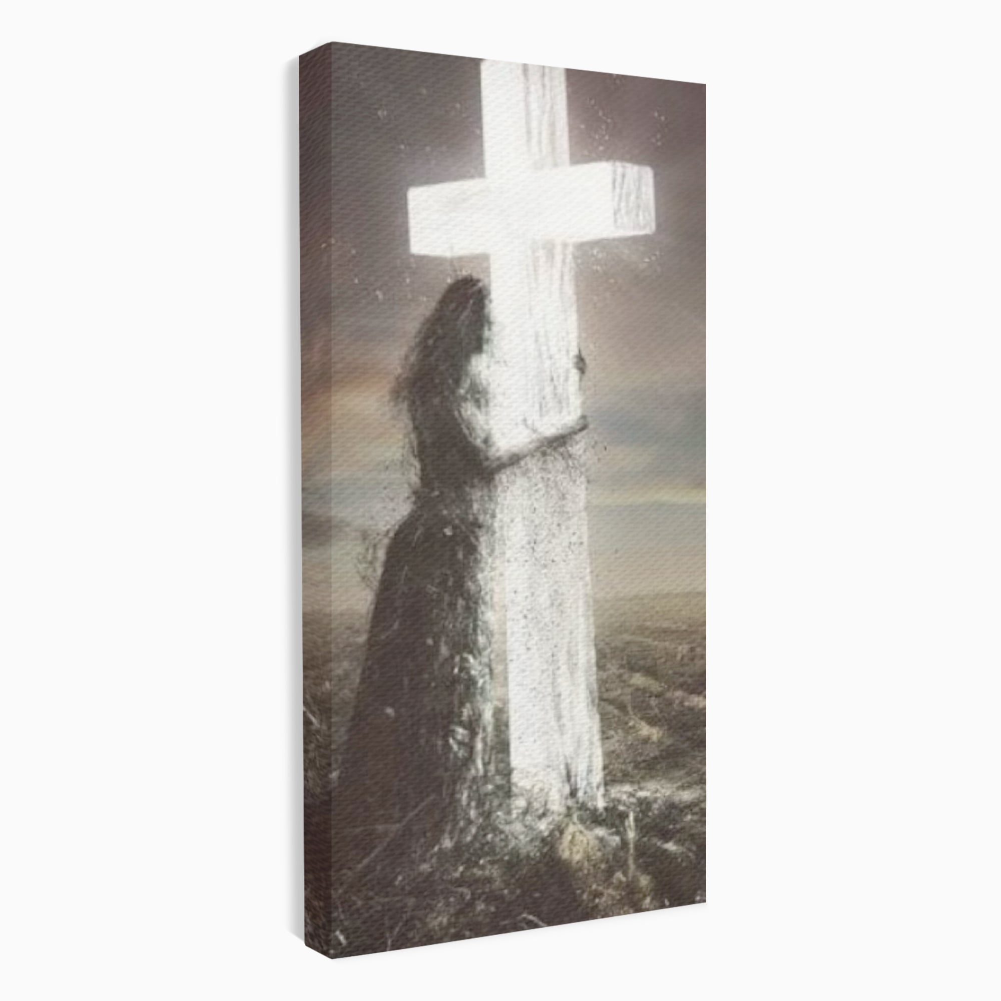 Tablou Canvas Premium LuxCanva® H1013, Imbratisarea Divinitatii , Cruce, Lumina, Mangaiere, Imbratisare, Salvare, Iubire, Putere, Living, Dormitor