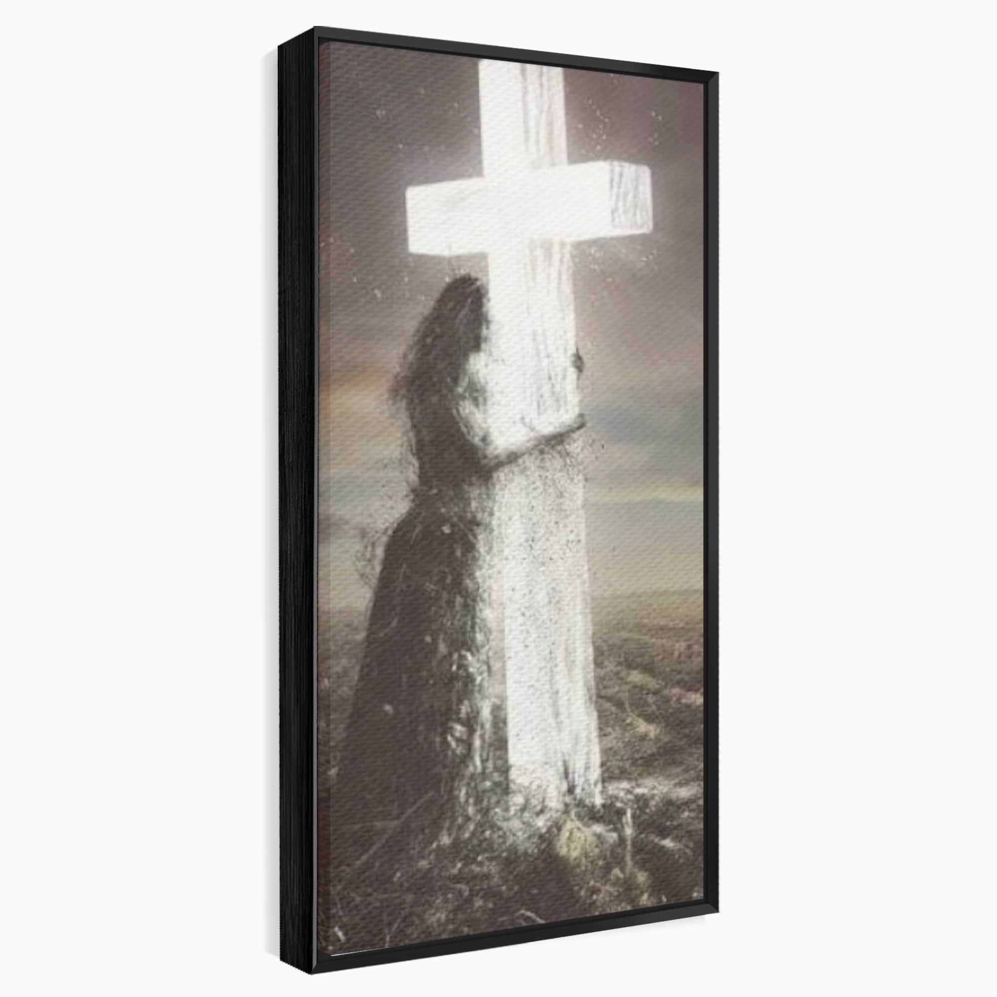 Tablou Canvas Premium LuxCanva® H1013, Imbratisarea Divinitatii , Cruce, Lumina, Mangaiere, Imbratisare, Salvare, Iubire, Putere, Living, Dormitor