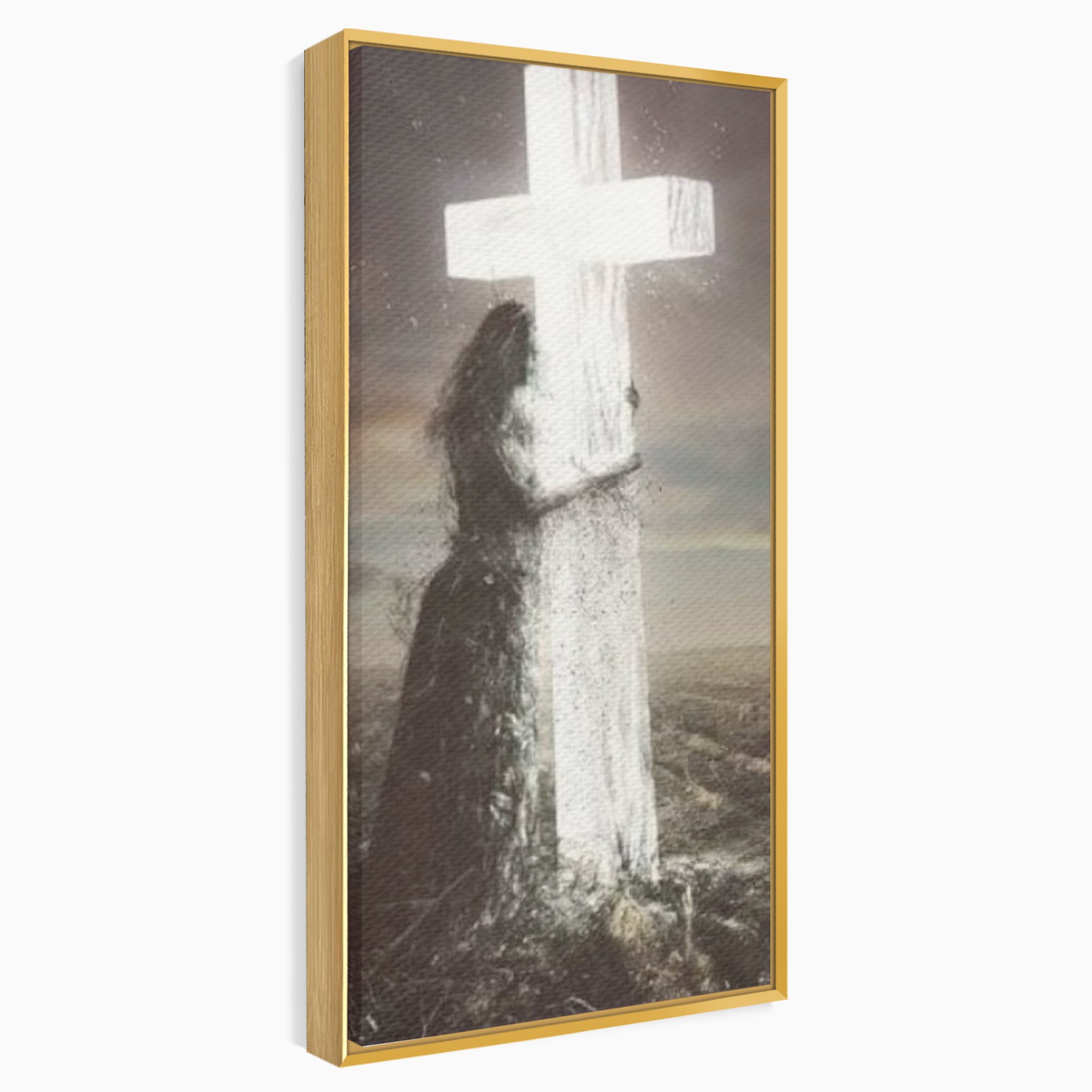 Tablou Canvas Premium LuxCanva® H1013, Imbratisarea Divinitatii , Cruce, Lumina, Mangaiere, Imbratisare, Salvare, Iubire, Putere, Living, Dormitor
