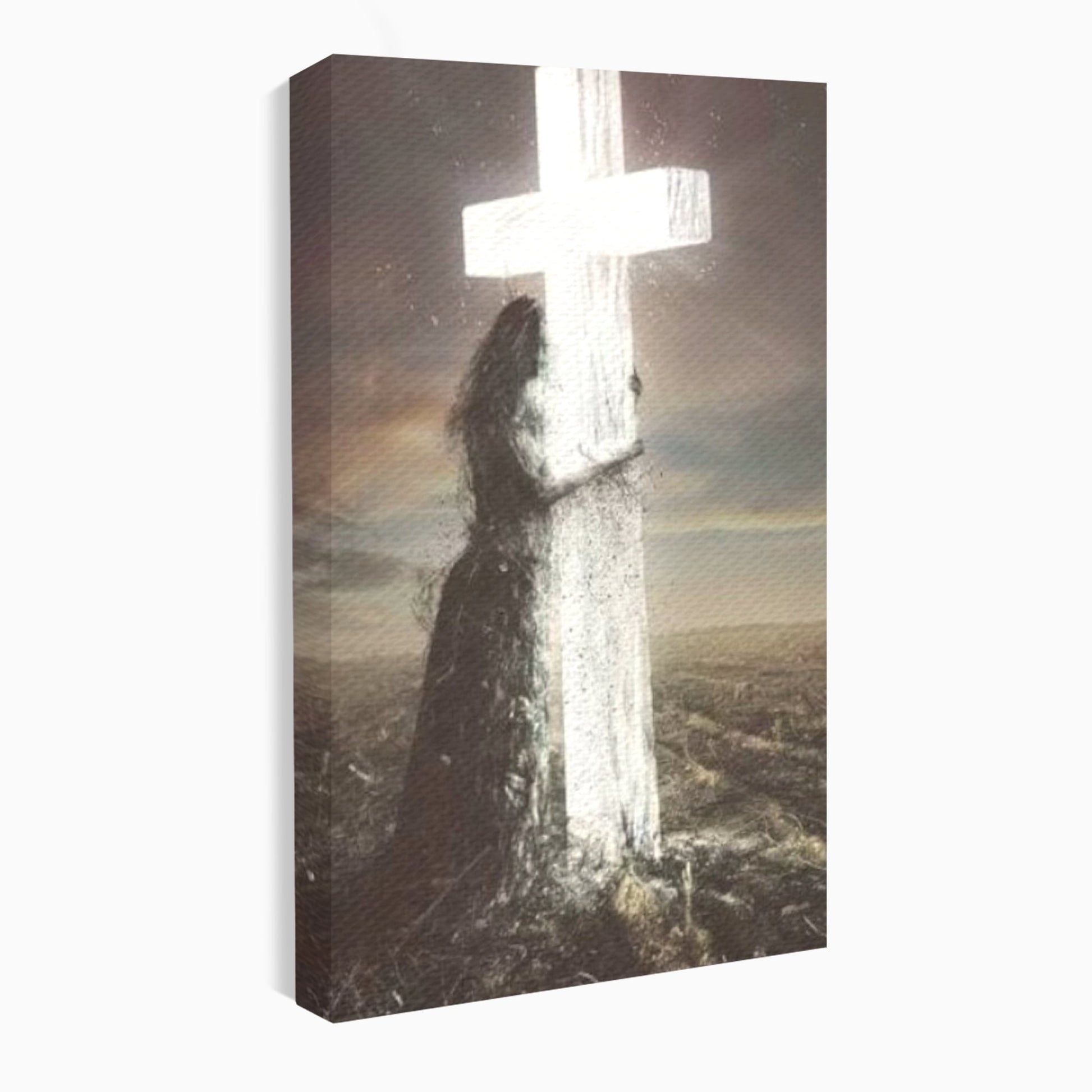 Tablou Canvas Premium LuxCanva® H1013, Imbratisarea Divinitatii , Cruce, Lumina, Mangaiere, Imbratisare, Salvare, Iubire, Putere, Living, Dormitor