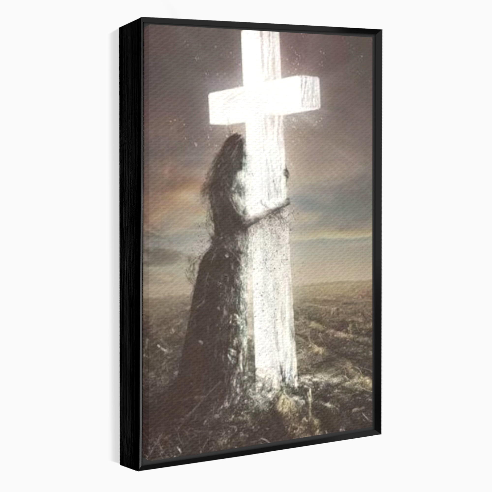 Tablou Canvas Premium LuxCanva® H1013, Imbratisarea Divinitatii , Cruce, Lumina, Mangaiere, Imbratisare, Salvare, Iubire, Putere, Living, Dormitor