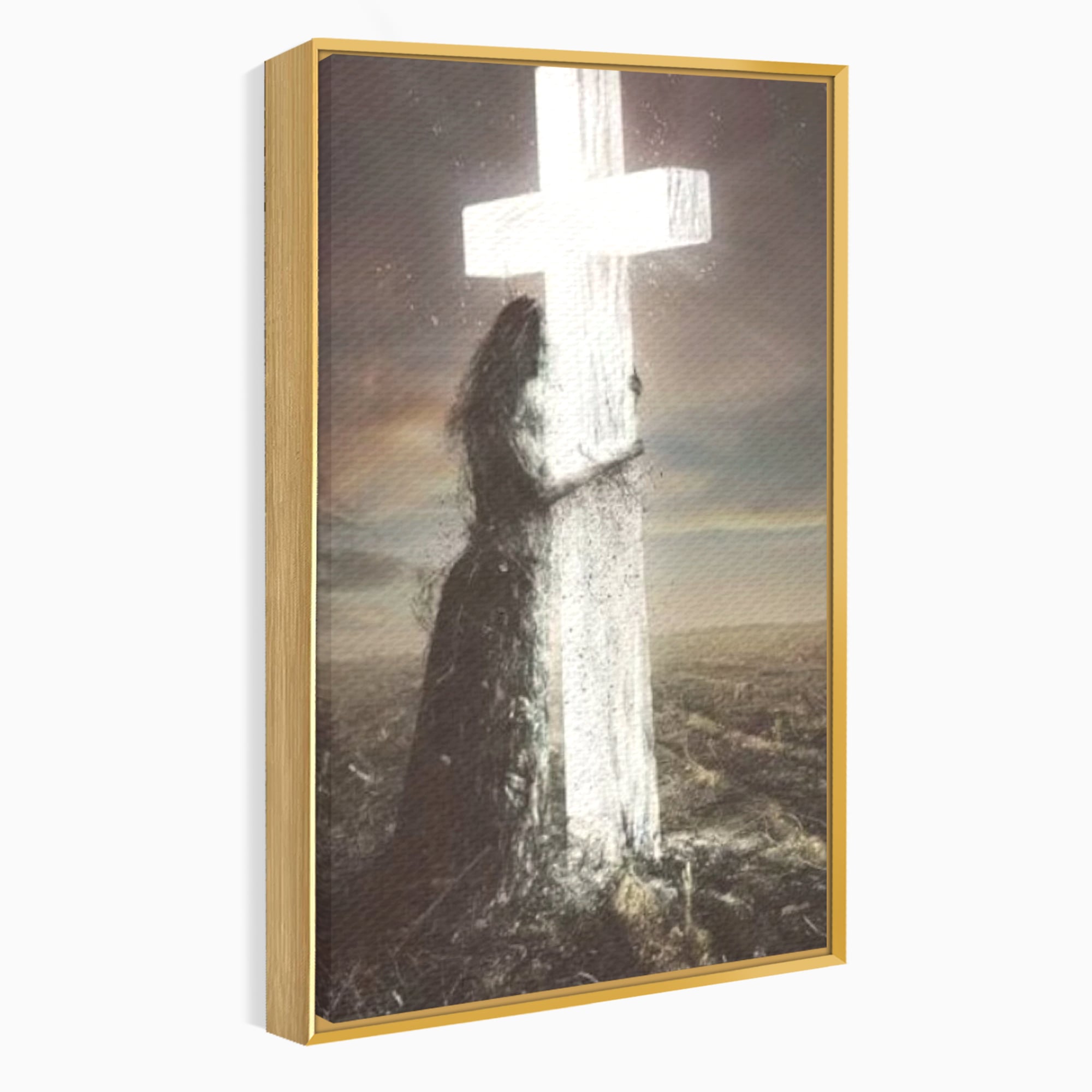 Tablou Canvas Premium LuxCanva® H1013, Imbratisarea Divinitatii , Cruce, Lumina, Mangaiere, Imbratisare, Salvare, Iubire, Putere, Living, Dormitor