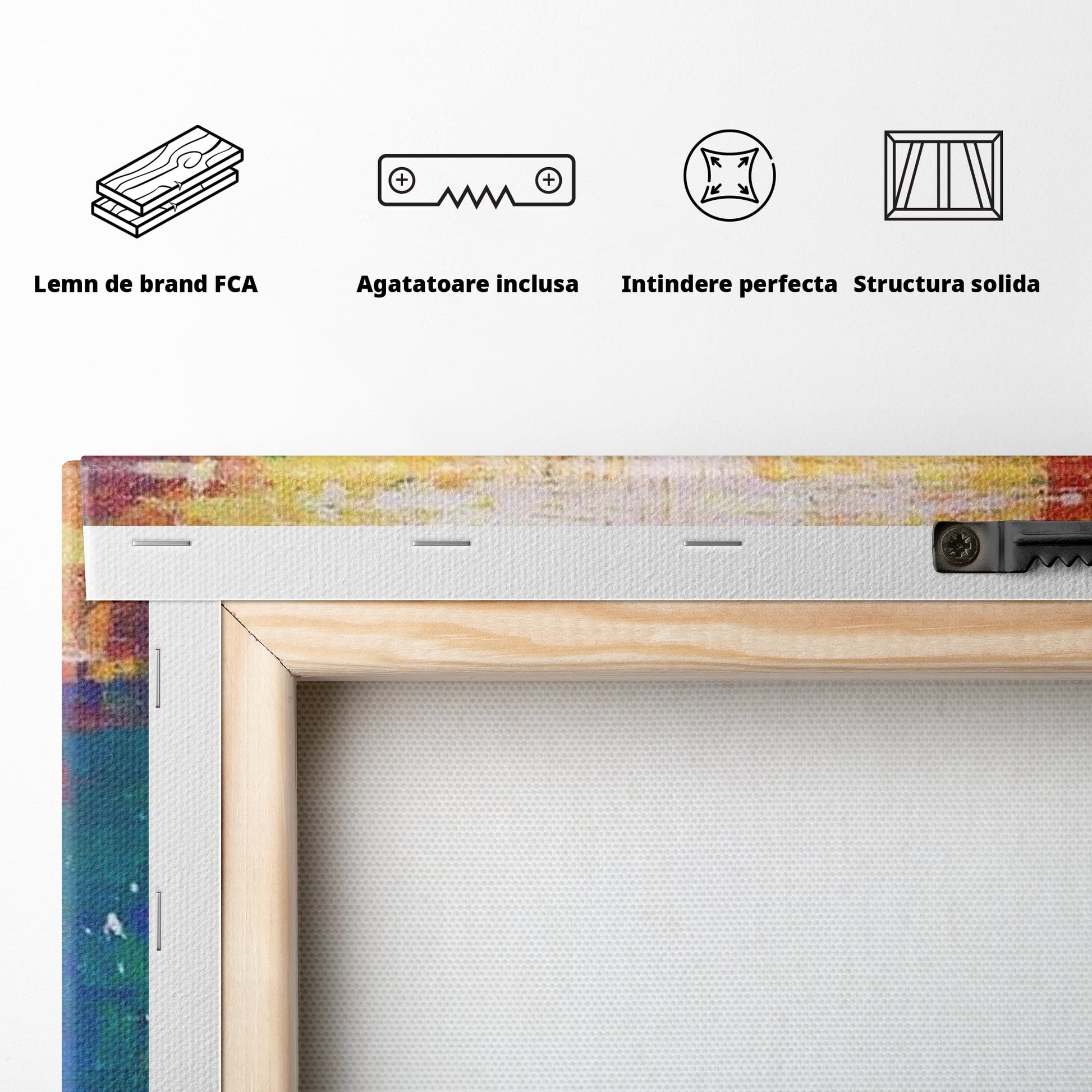 Tablou Canvas Premium LuxCanva® H1014, Lumina Divina in Culori , Lumina, Culori, Credinta, Cruce, Divinitate, Emotie, Simbol, Inspiratie, Living