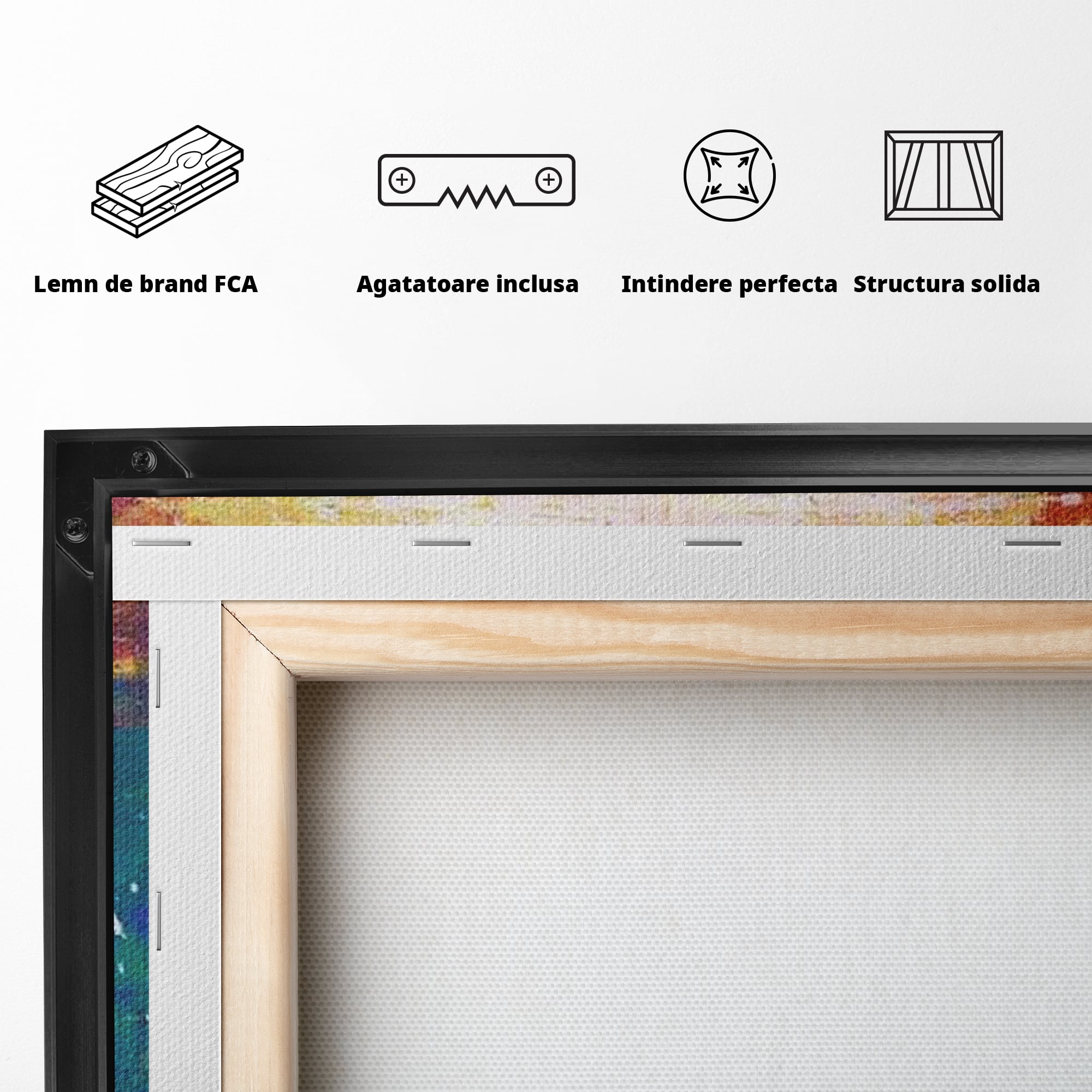 Tablou Canvas Premium LuxCanva® H1014, Lumina Divina in Culori , Lumina, Culori, Credinta, Cruce, Divinitate, Emotie, Simbol, Inspiratie, Living