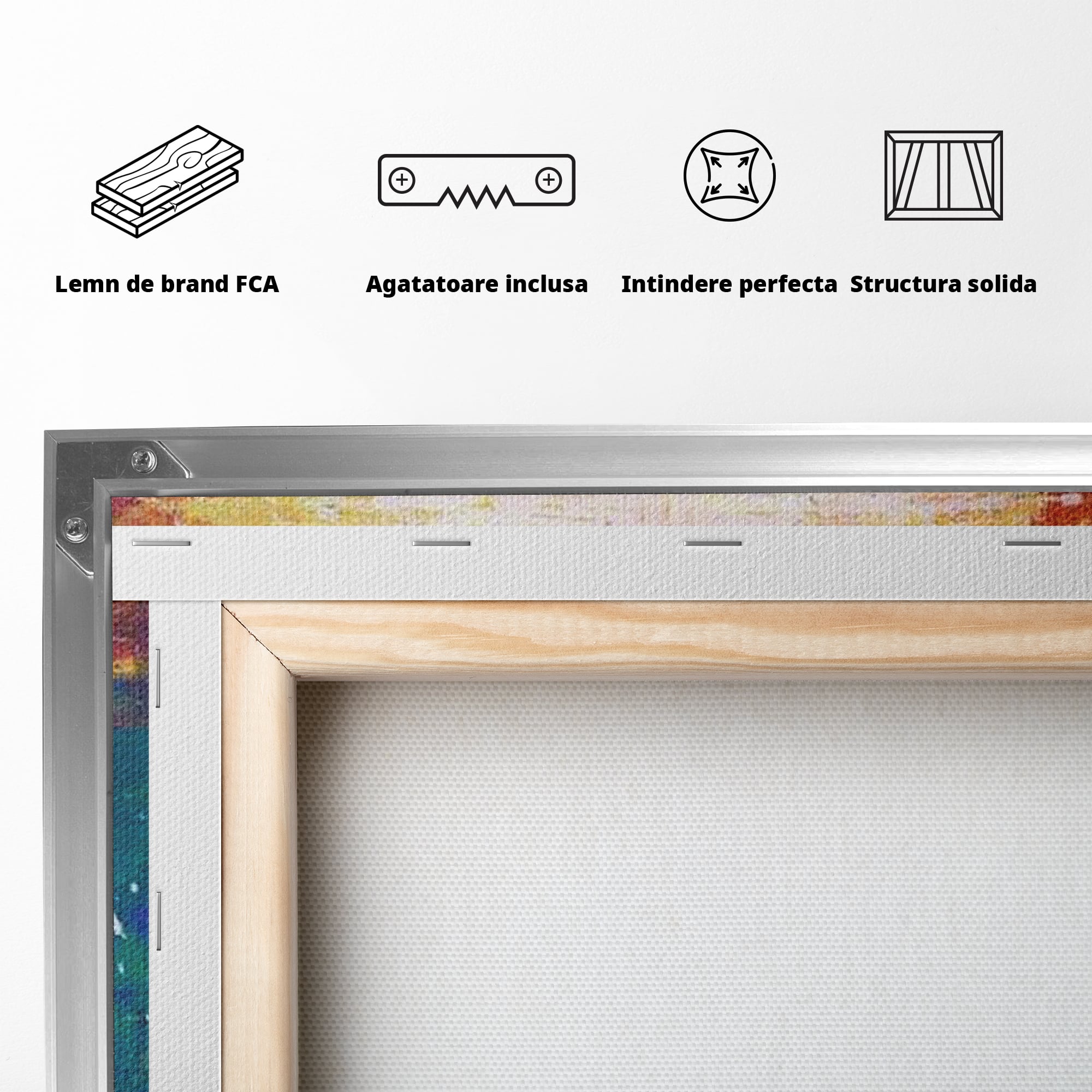 Tablou Canvas Premium LuxCanva® H1014, Lumina Divina in Culori , Lumina, Culori, Credinta, Cruce, Divinitate, Emotie, Simbol, Inspiratie, Living