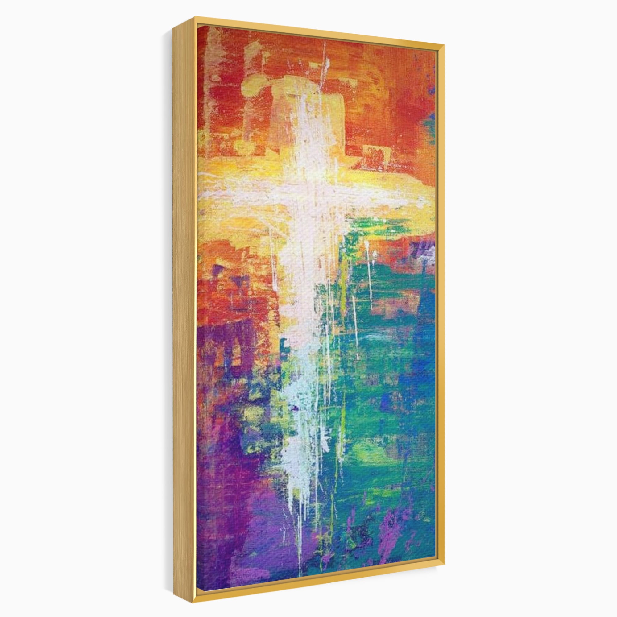 Tablou Canvas Premium LuxCanva® H1014, Lumina Divina in Culori , Lumina, Culori, Credinta, Cruce, Divinitate, Emotie, Simbol, Inspiratie, Living