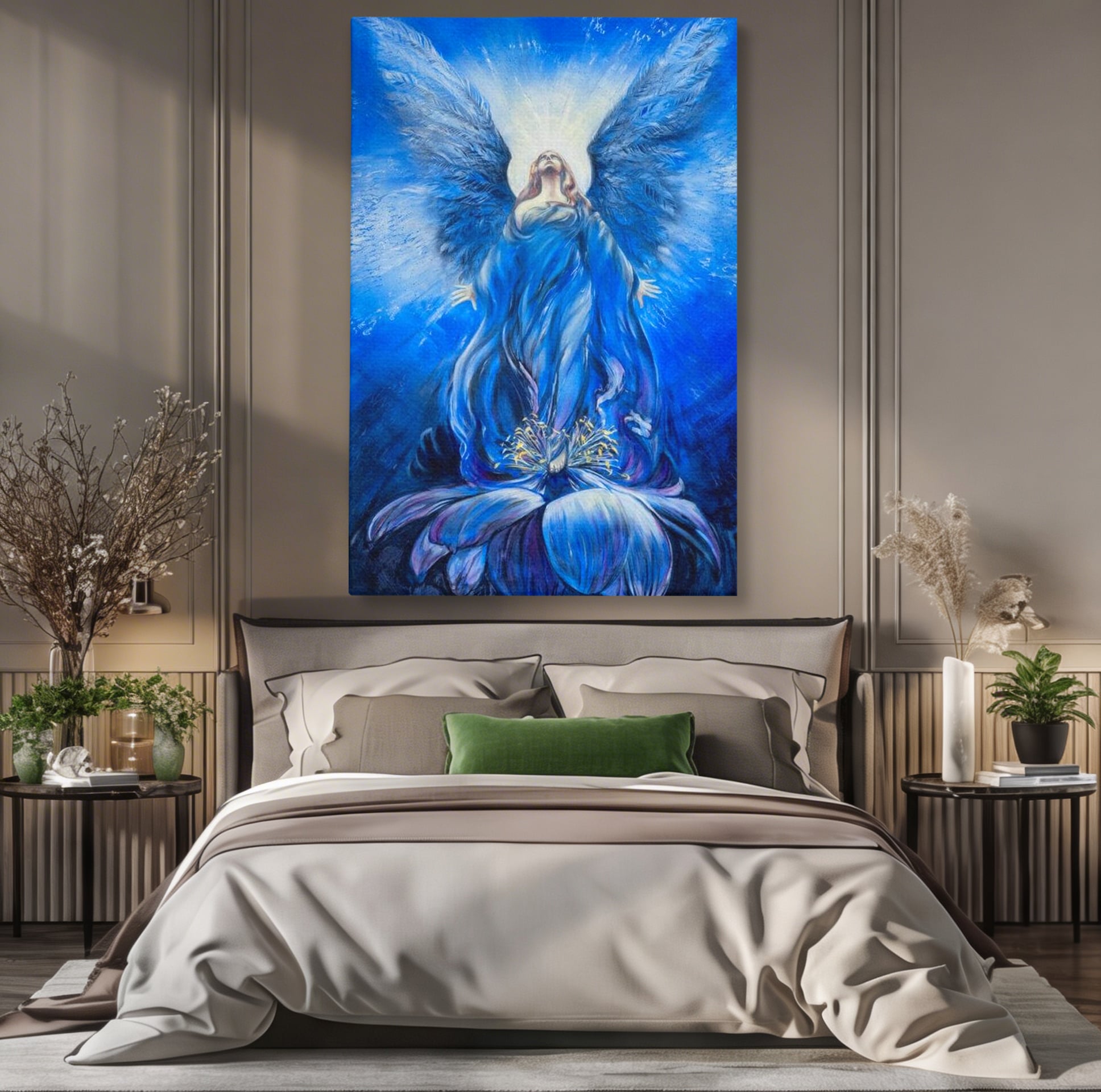 Tablou Canvas Premium LuxCanva® H1015, Gratia Divina , Inger, Gratie, Divin, Zbor, Cer, Pace, Protectie, Mesaj, Frumusete, Living, Dormitor