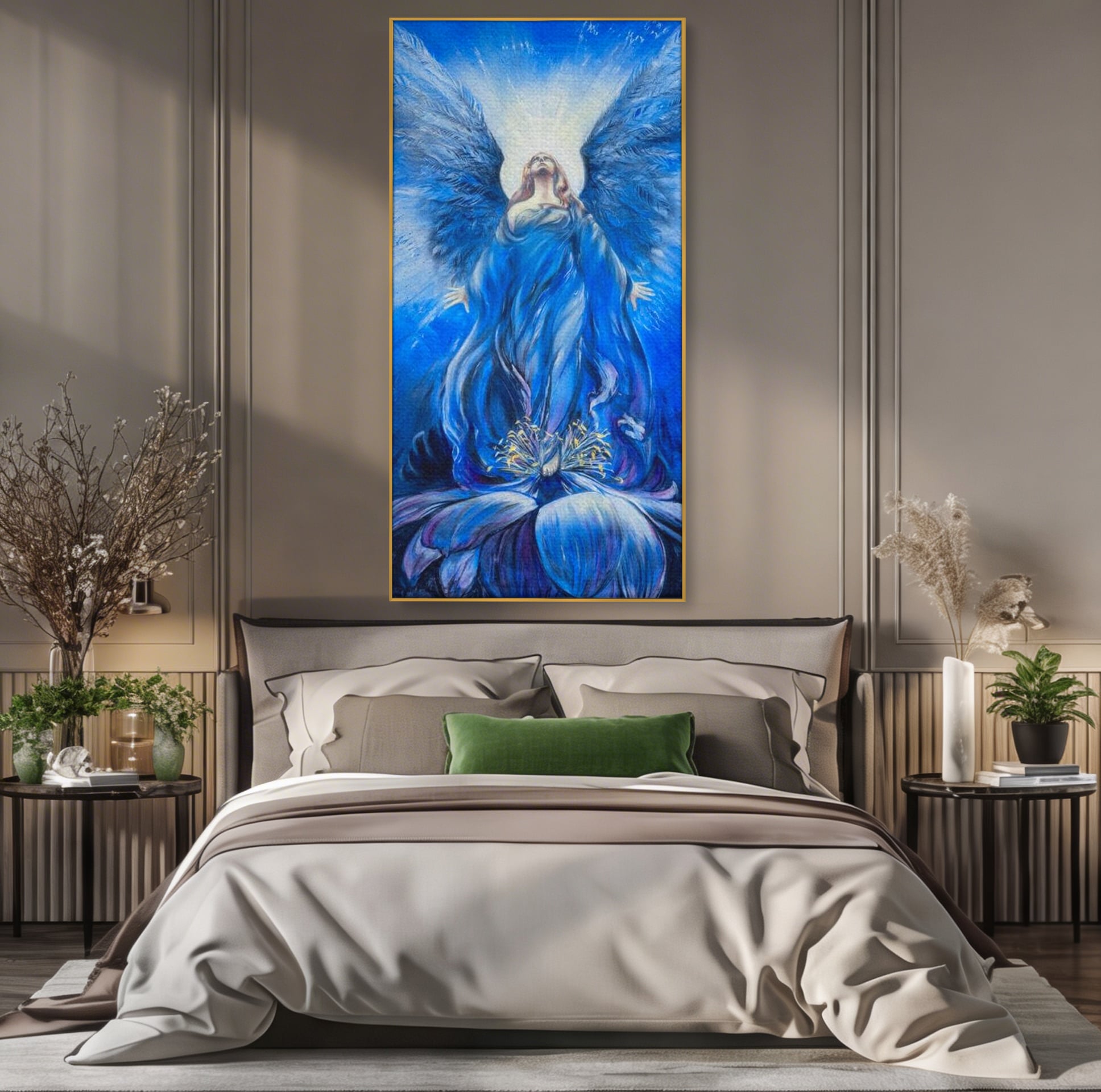 Tablou Canvas Premium LuxCanva® H1015, Gratia Divina , Inger, Gratie, Divin, Zbor, Cer, Pace, Protectie, Mesaj, Frumusete, Living, Dormitor