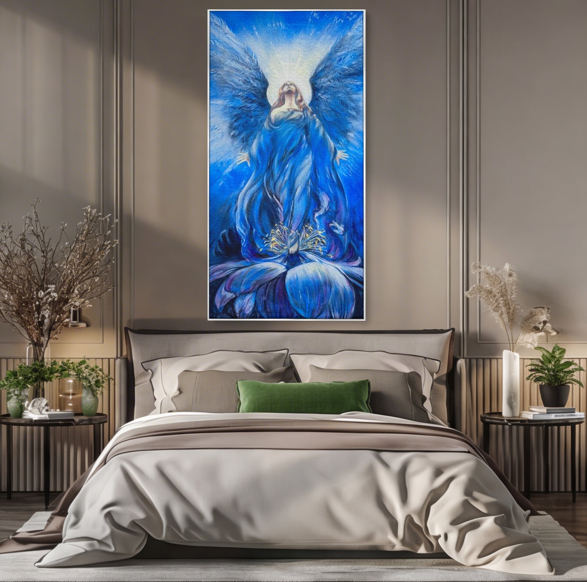 Tablou Canvas Premium LuxCanva® H1015, Gratia Divina , Inger, Gratie, Divin, Zbor, Cer, Pace, Protectie, Mesaj, Frumusete, Living, Dormitor