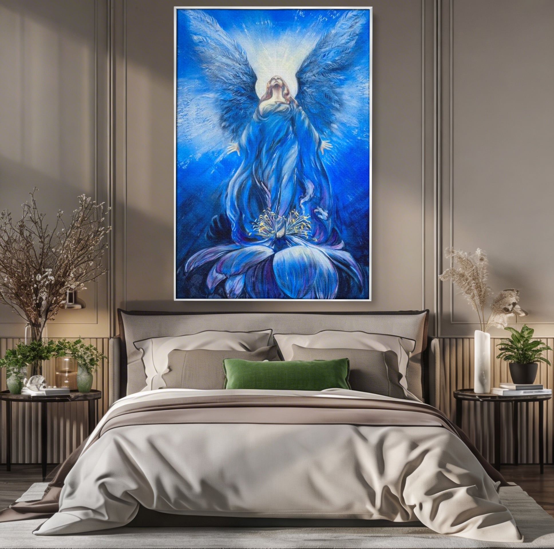 Tablou Canvas Premium LuxCanva® H1015, Gratia Divina , Inger, Gratie, Divin, Zbor, Cer, Pace, Protectie, Mesaj, Frumusete, Living, Dormitor