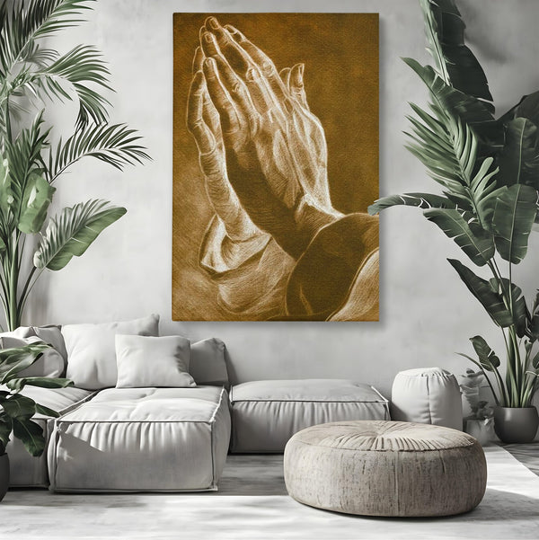 Tablou Canvas Premium LuxCanva® H1016, Maini in Rugaciune , Speranta, Rugaciune, Putere, Liniste, Suflet, Protectie, Mesaj, Frumusete, Living