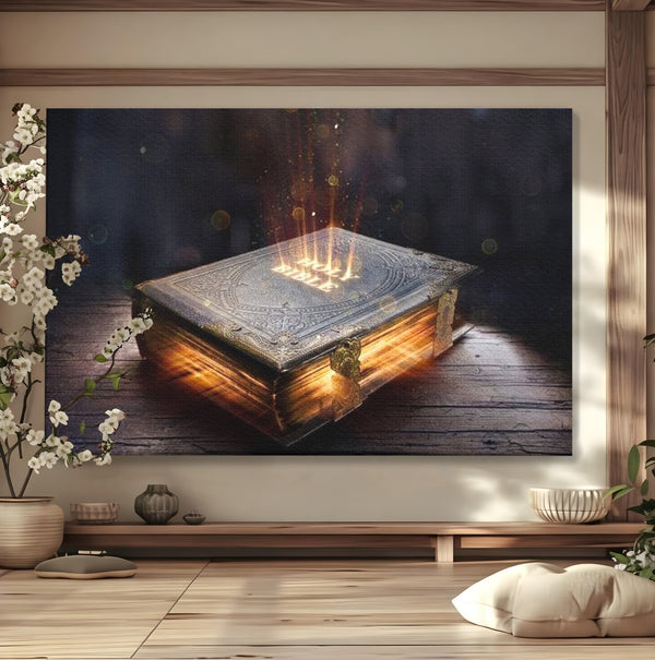 Tablou Canvas Premium LuxCanva® H1018 Cartea Sacra a Vietii , Cuvant, Sacru, Credinta, Intelepciune, Adevar, Comoara, Revelatie, Lumina, Living