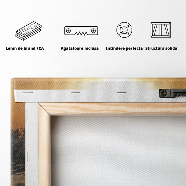 Tablou Canvas Premium LuxCanva® H1019 Lumina Sfanta pe Ape , Apus, Cruce, Spritual, Valuri, Pace, Suflet, Ocean, Credinta, Speranta, Living, Dormitor