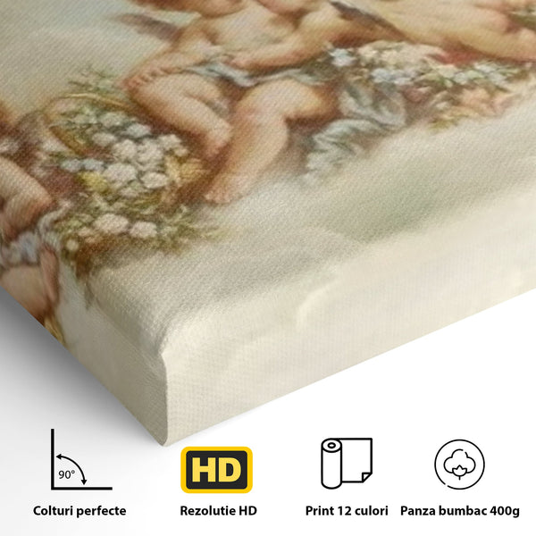 Tablou Canvas Premium LuxCanva® H1020 Ingerasii Paradisului , Ingeri, Rai, Armonie, Puritate, Copii, Binecuvantare, Nori, Inocenta, Living, Dormitor