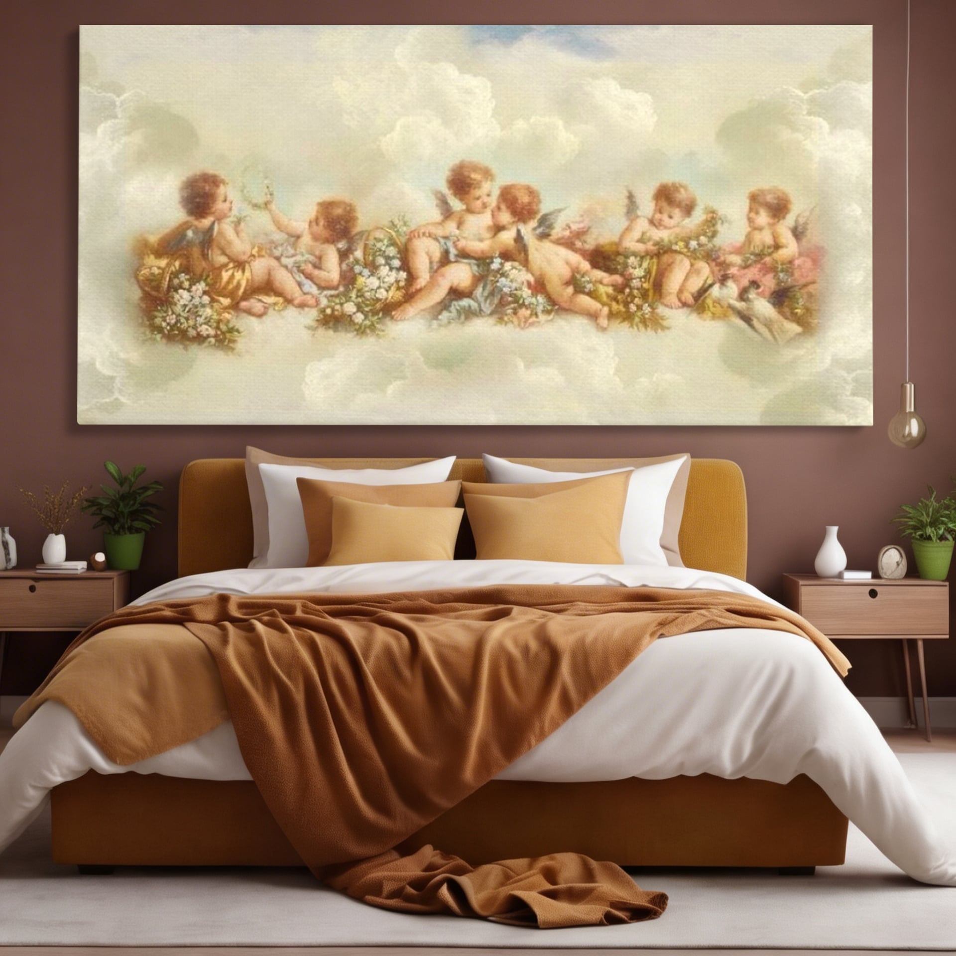 Tablou Canvas Premium LuxCanva® H1020 Ingerasii Paradisului , Ingeri, Rai, Armonie, Puritate, Copii, Binecuvantare, Nori, Inocenta, Living, Dormitor