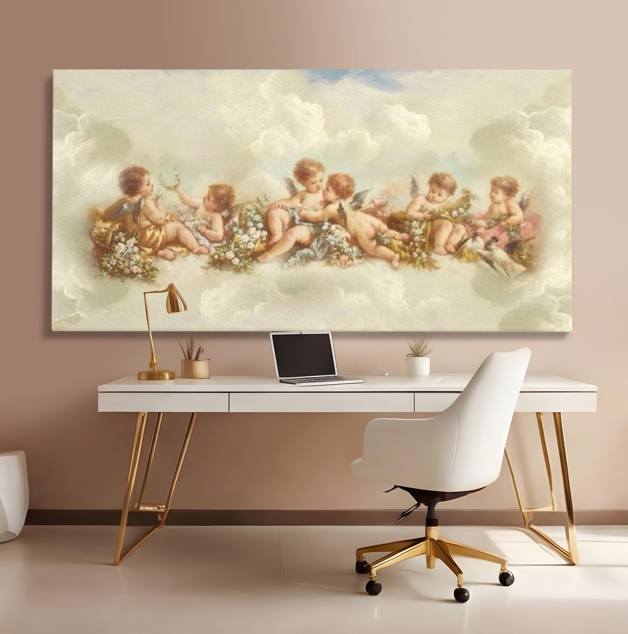 Tablou Canvas Premium LuxCanva® H1020 Ingerasii Paradisului , Ingeri, Rai, Armonie, Puritate, Copii, Binecuvantare, Nori, Inocenta, Living, Dormitor