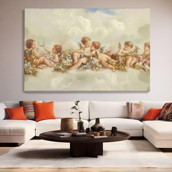 Tablou Canvas Premium LuxCanva® H1020 Ingerasii Paradisului , Ingeri, Rai, Armonie, Puritate, Copii, Binecuvantare, Nori, Inocenta, Living, Dormitor