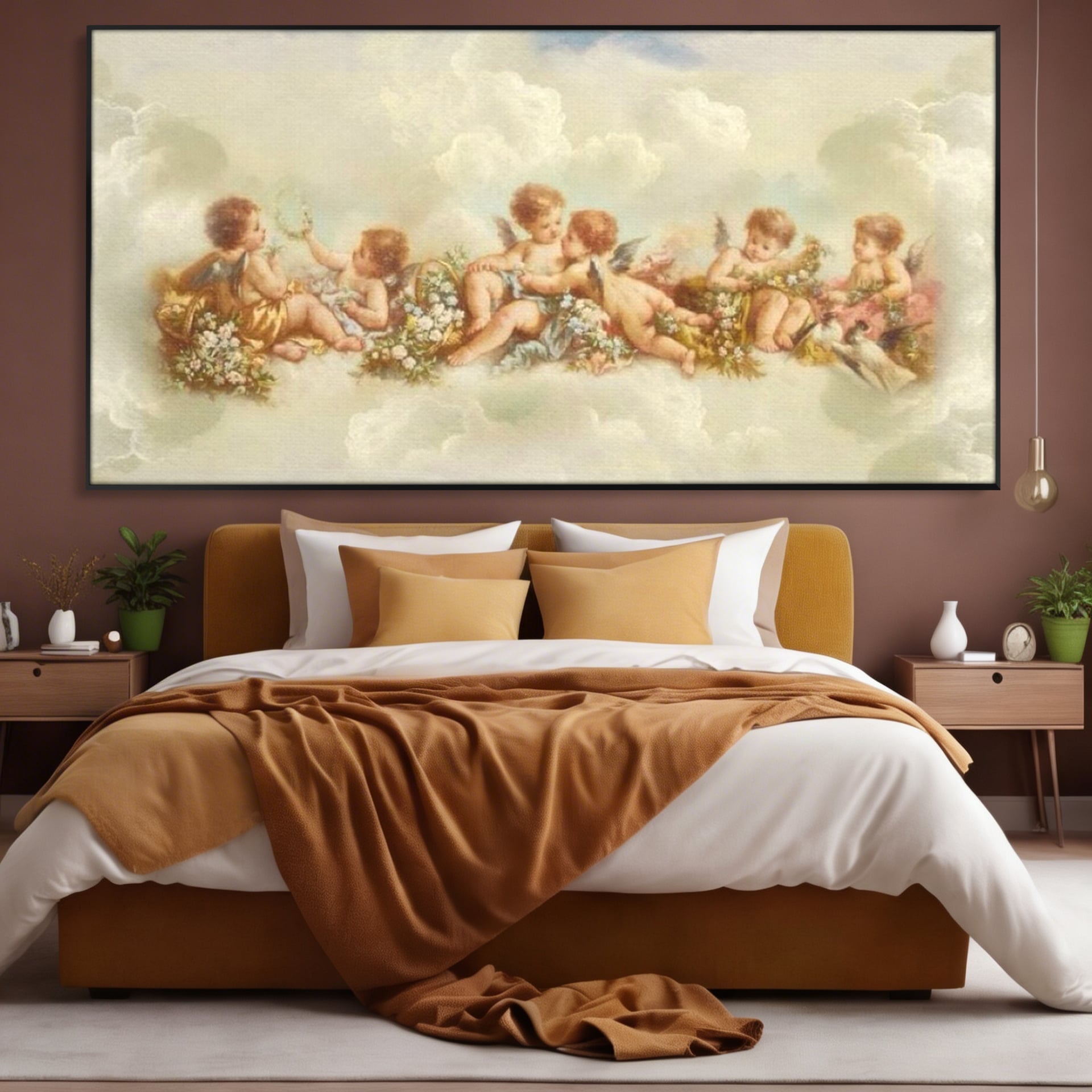 Tablou Canvas Premium LuxCanva® H1020 Ingerasii Paradisului , Ingeri, Rai, Armonie, Puritate, Copii, Binecuvantare, Nori, Inocenta, Living, Dormitor