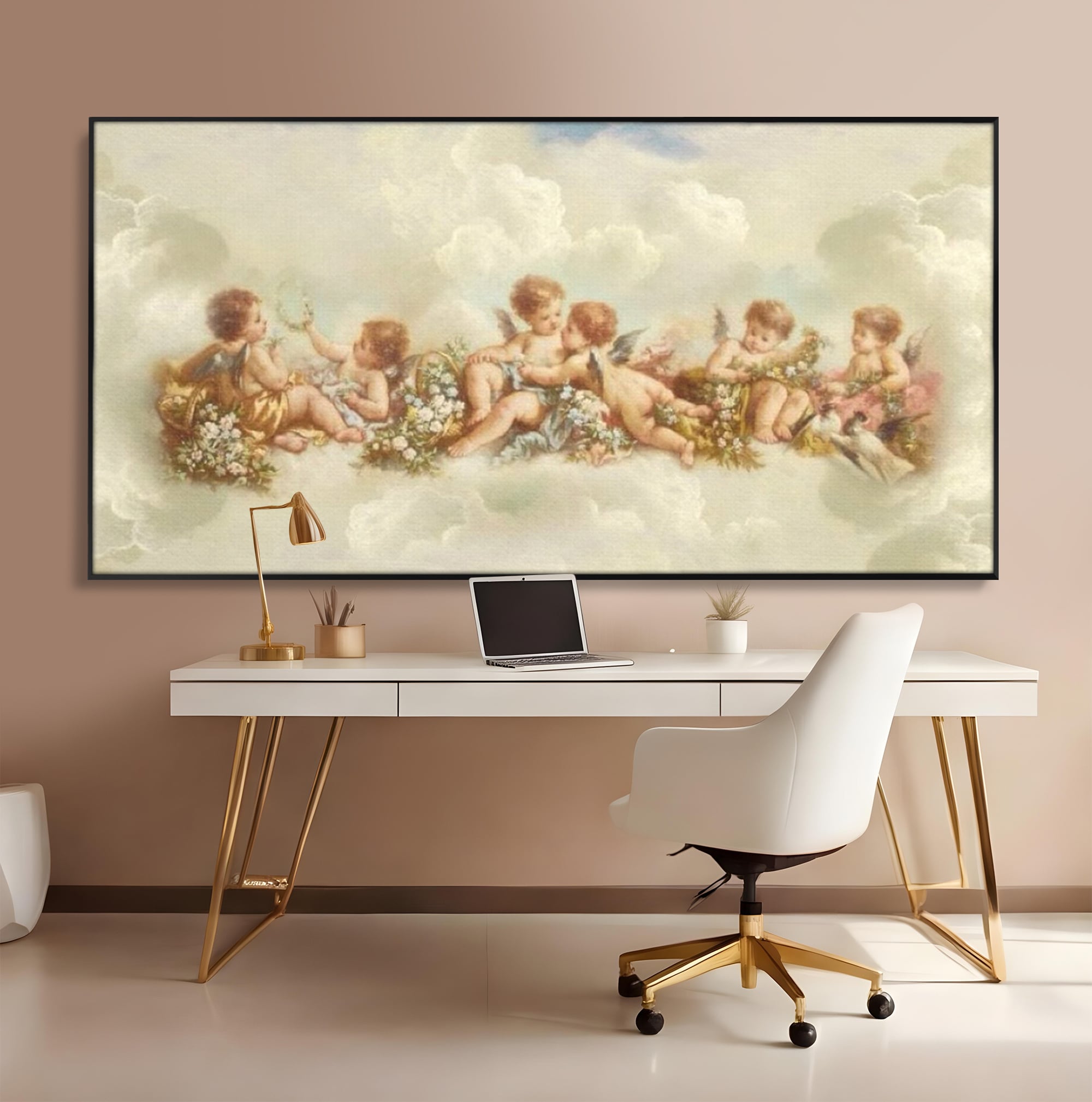 Tablou Canvas Premium LuxCanva® H1020 Ingerasii Paradisului , Ingeri, Rai, Armonie, Puritate, Copii, Binecuvantare, Nori, Inocenta, Living, Dormitor