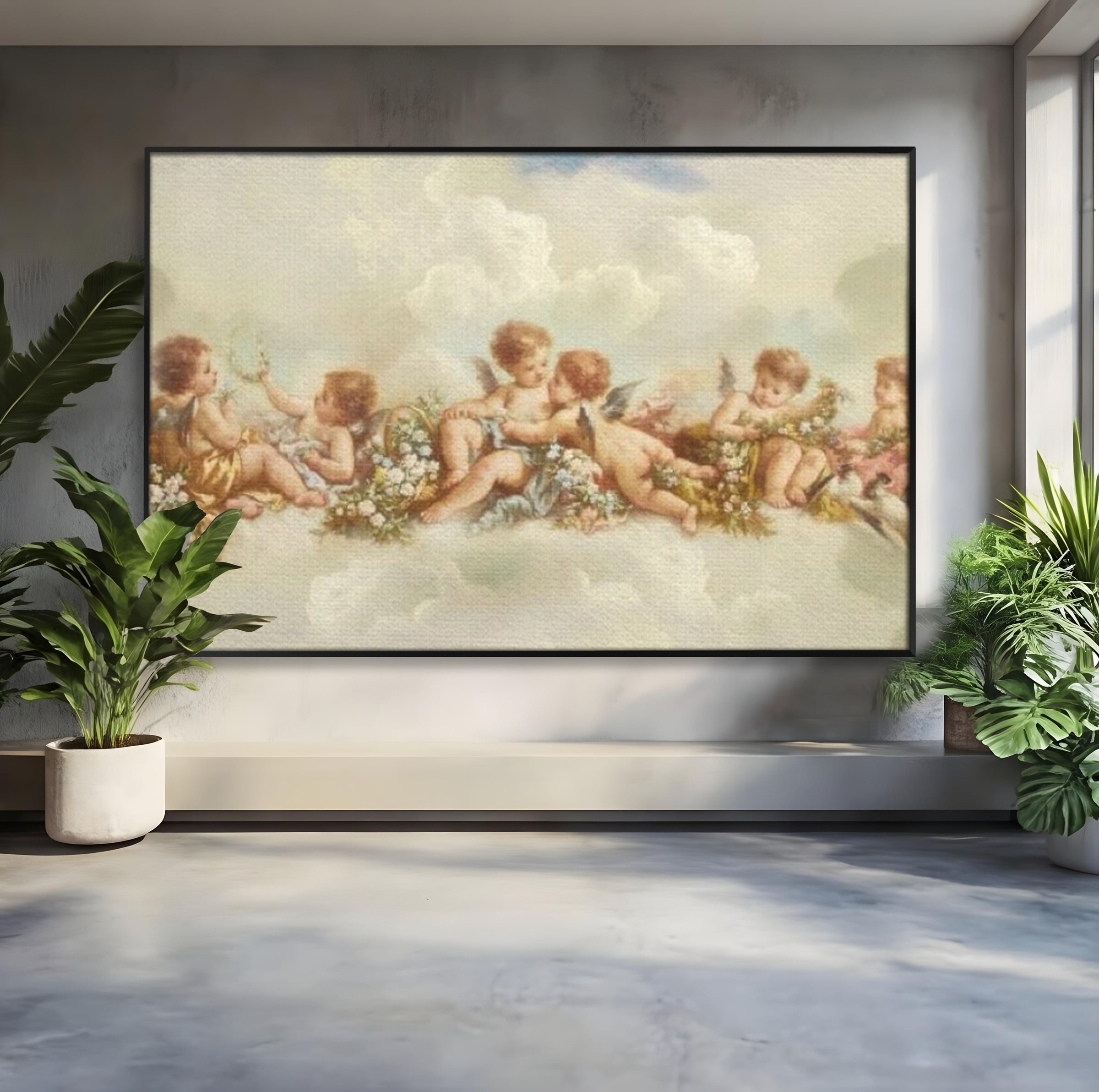 Tablou Canvas Premium LuxCanva® H1020 Ingerasii Paradisului , Ingeri, Rai, Armonie, Puritate, Copii, Binecuvantare, Nori, Inocenta, Living, Dormitor