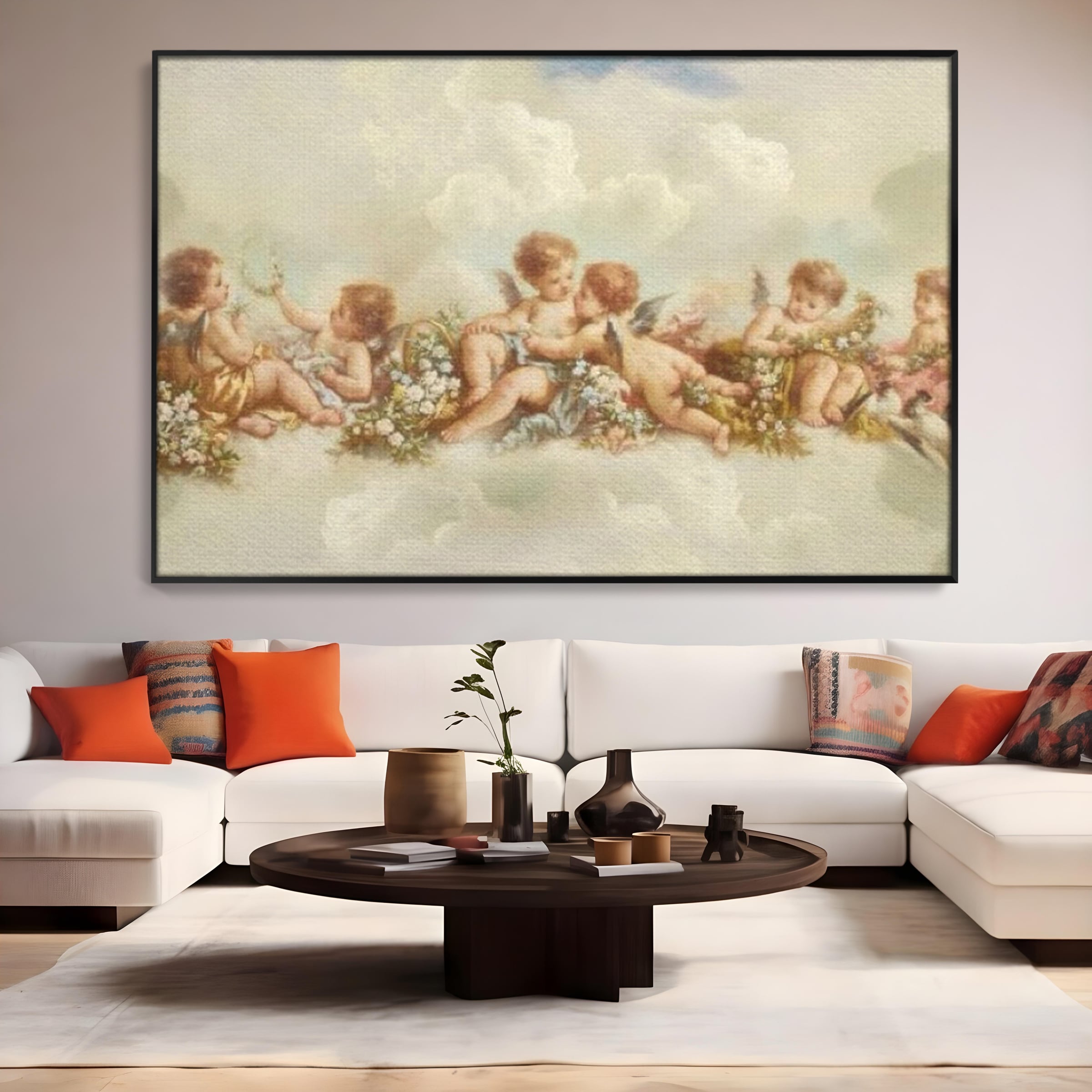 Tablou Canvas Premium LuxCanva® H1020 Ingerasii Paradisului , Ingeri, Rai, Armonie, Puritate, Copii, Binecuvantare, Nori, Inocenta, Living, Dormitor