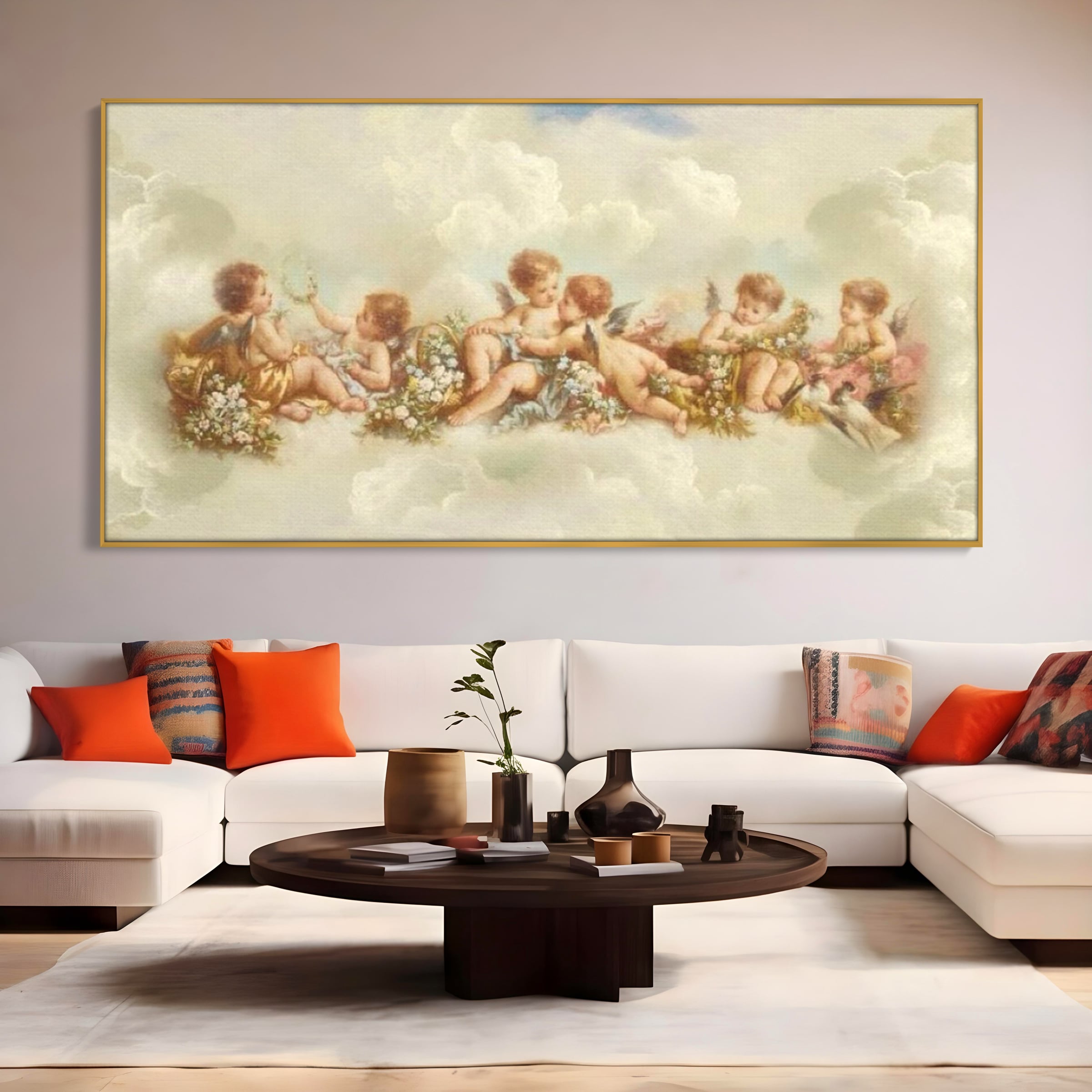 Tablou Canvas Premium LuxCanva® H1020 Ingerasii Paradisului , Ingeri, Rai, Armonie, Puritate, Copii, Binecuvantare, Nori, Inocenta, Living, Dormitor