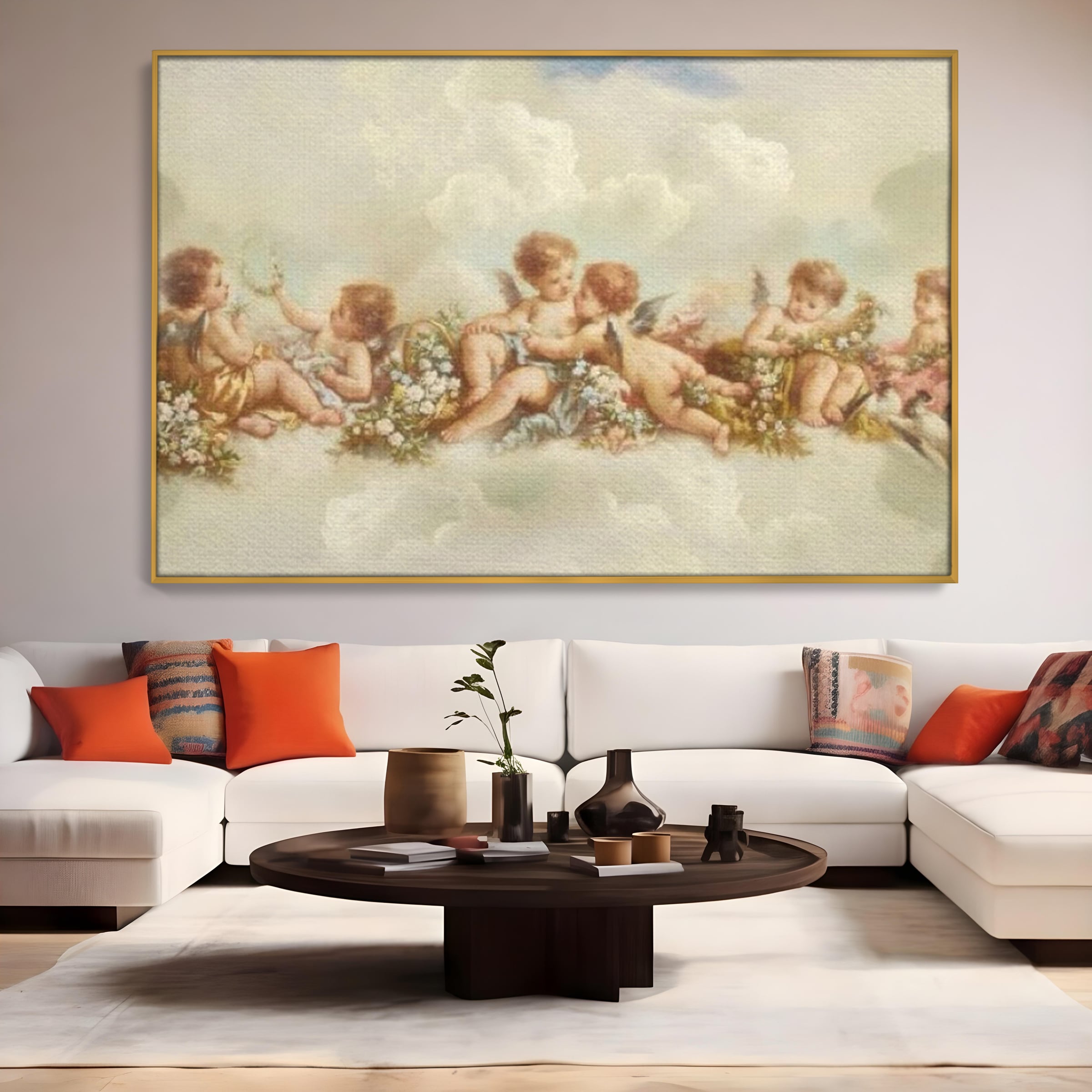 Tablou Canvas Premium LuxCanva® H1020 Ingerasii Paradisului , Ingeri, Rai, Armonie, Puritate, Copii, Binecuvantare, Nori, Inocenta, Living, Dormitor