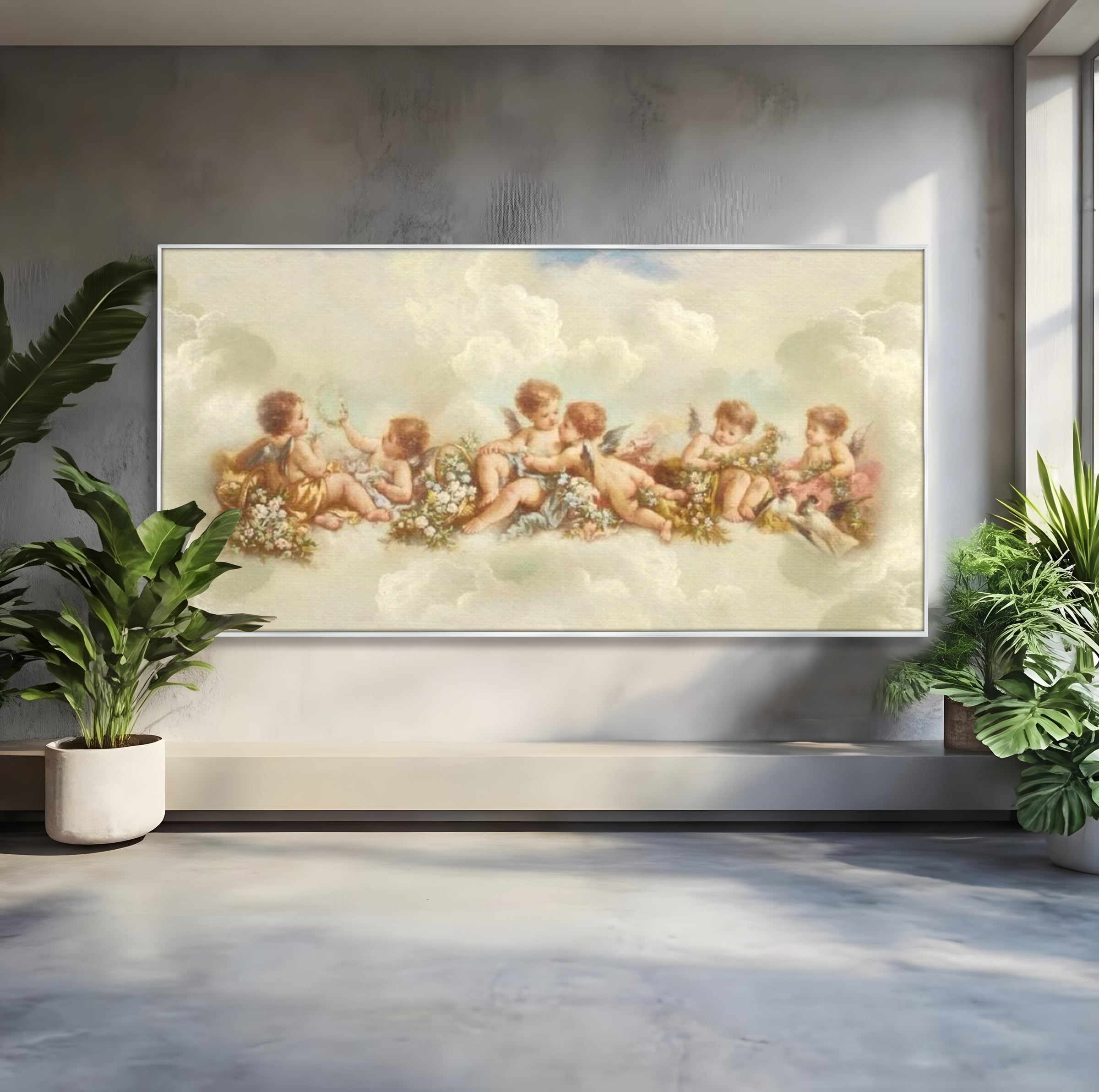 Tablou Canvas Premium LuxCanva® H1020 Ingerasii Paradisului , Ingeri, Rai, Armonie, Puritate, Copii, Binecuvantare, Nori, Inocenta, Living, Dormitor